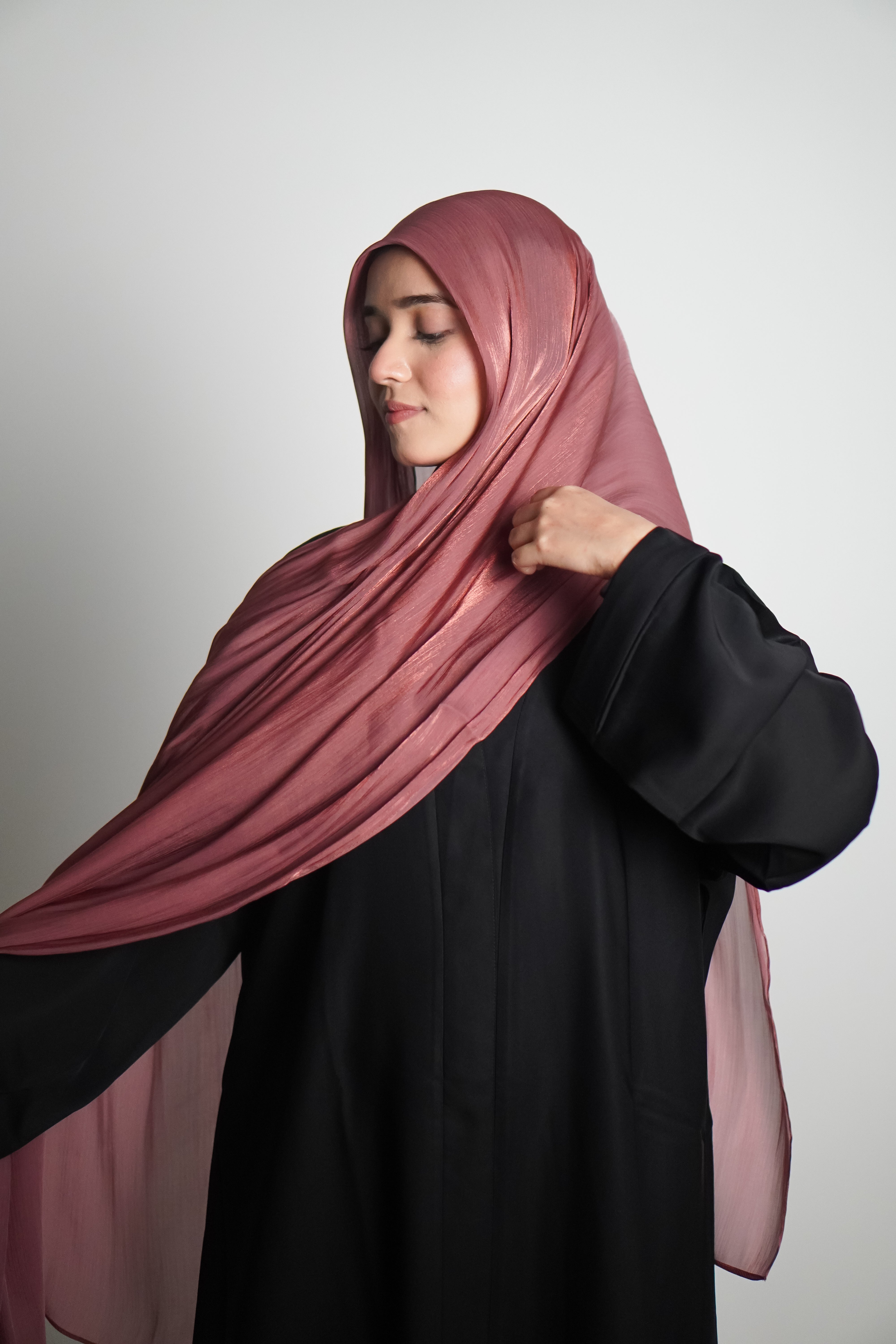 Premium Organza Hijab - Turkish Rose
