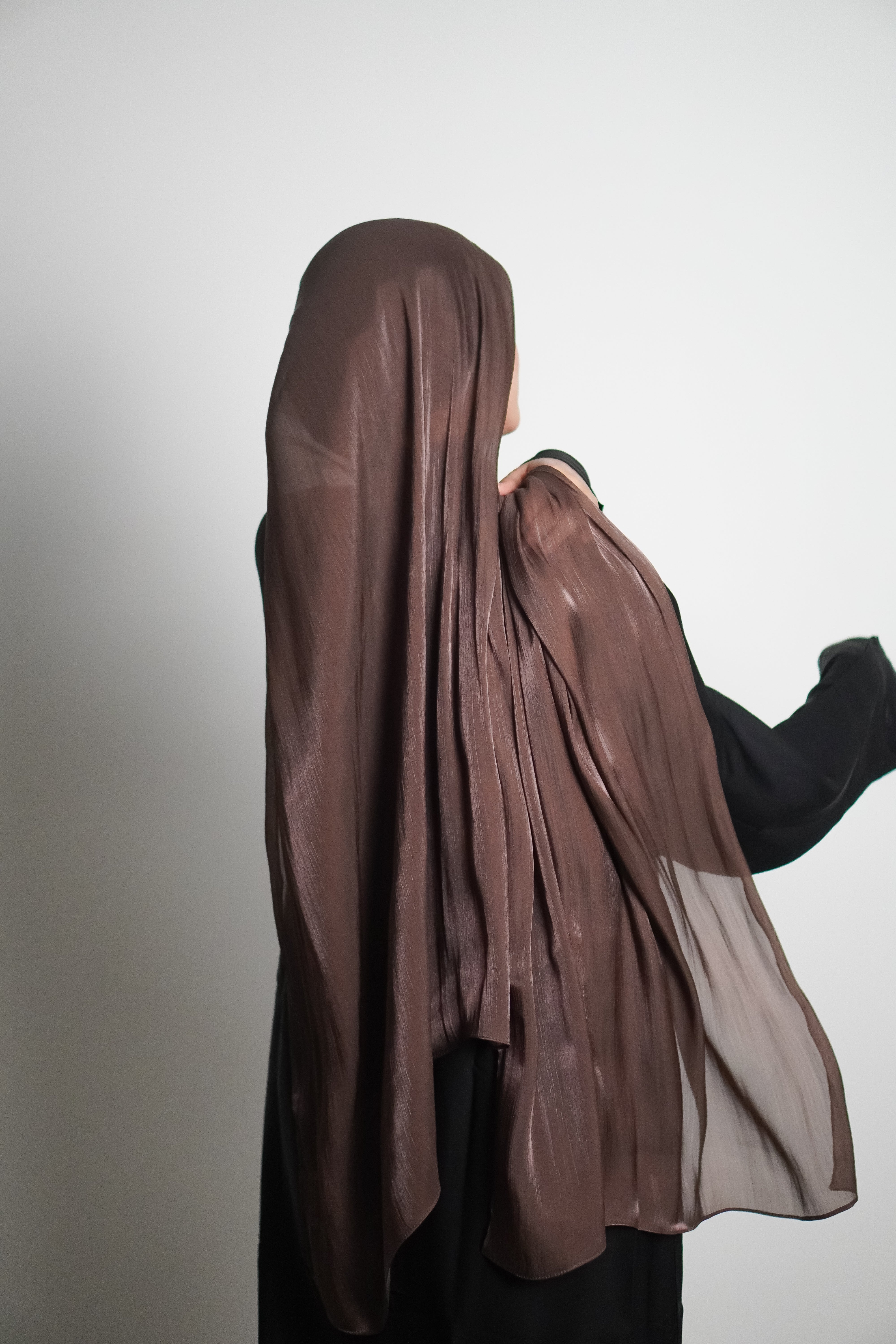 Premium Organza Hijab - Cocoa Brown