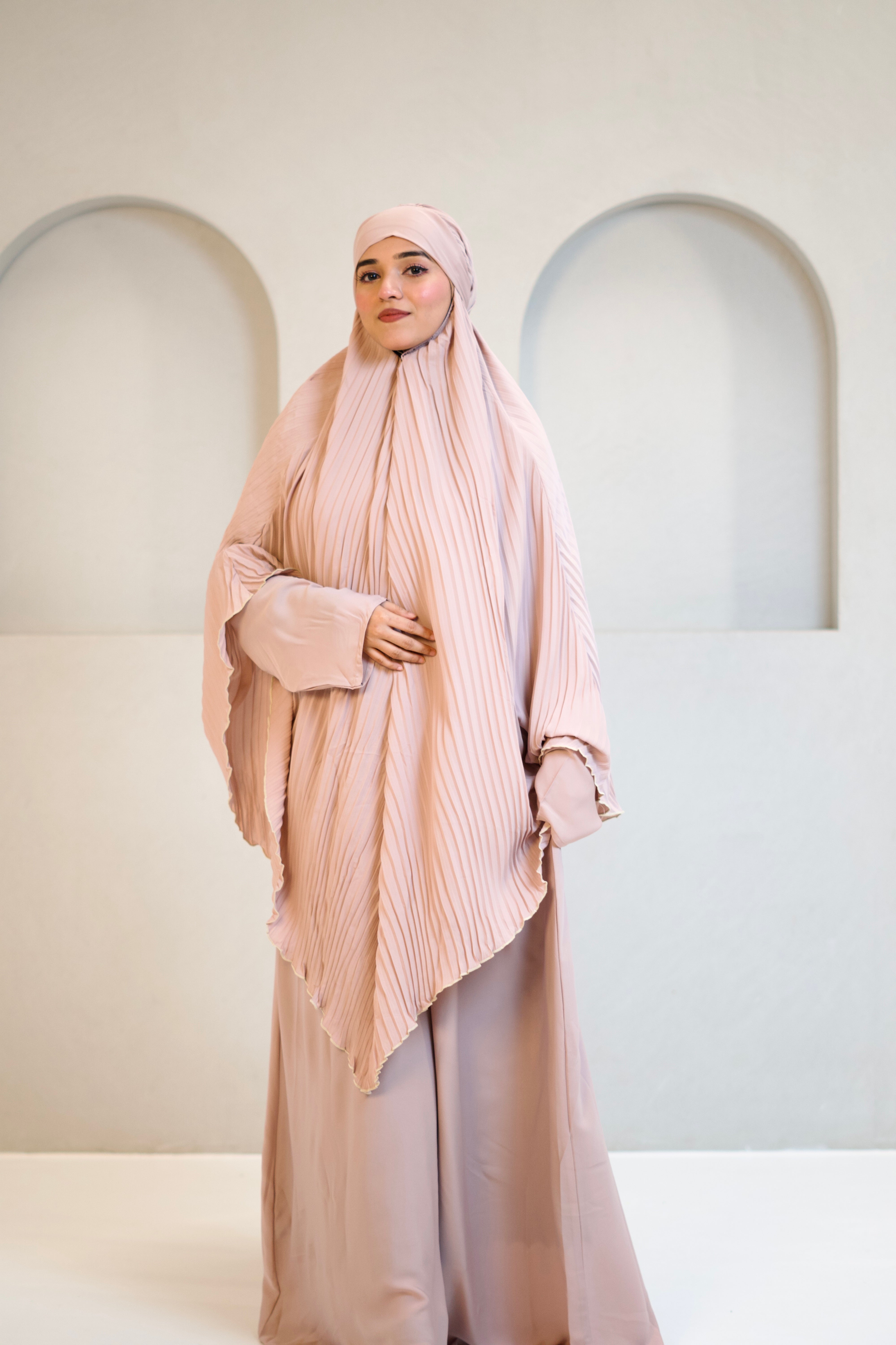 PLEATED KHIMAR SET