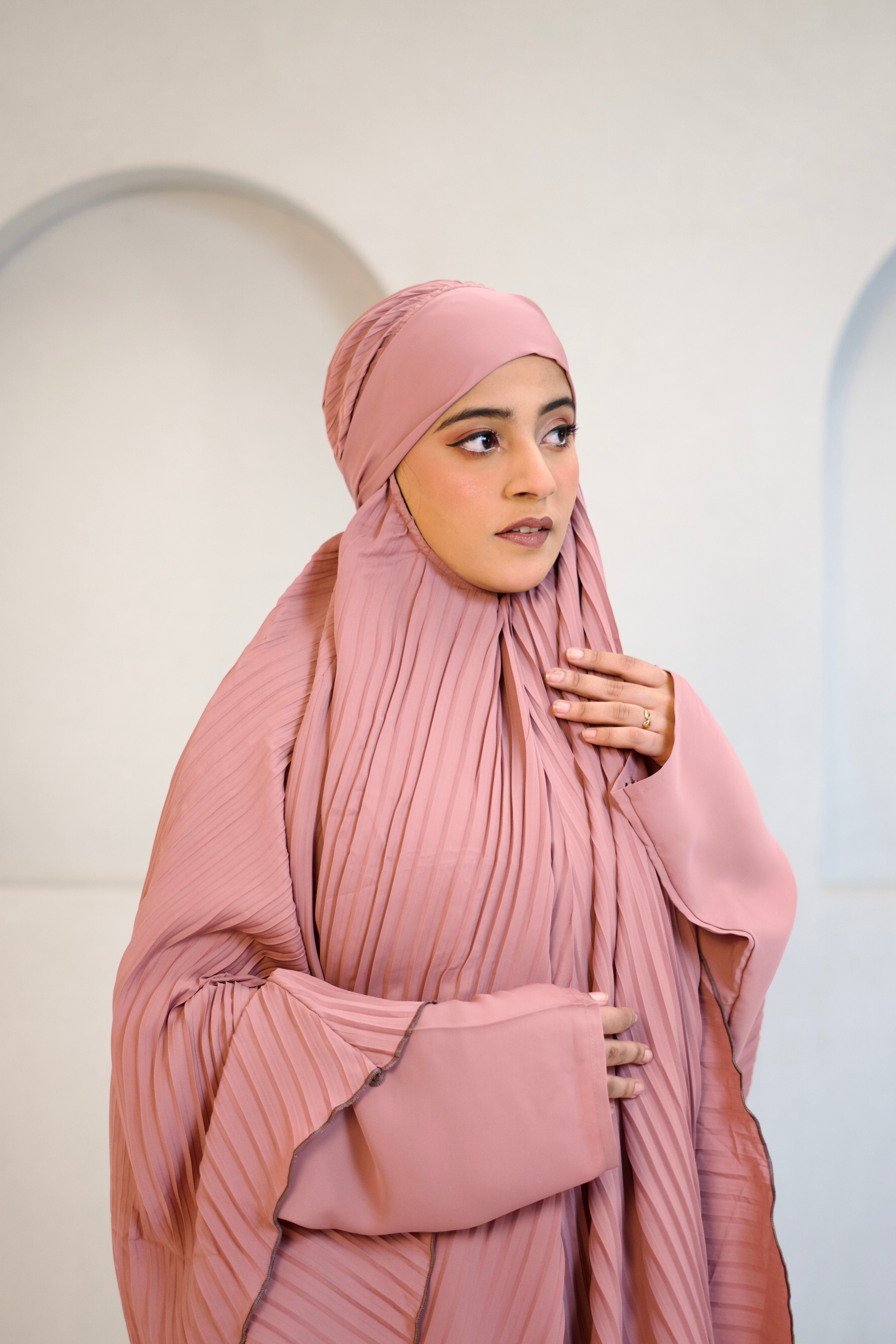 PLEATED KHIMAR SET