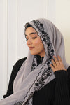 EMBROIDERED HIJAB - Grey