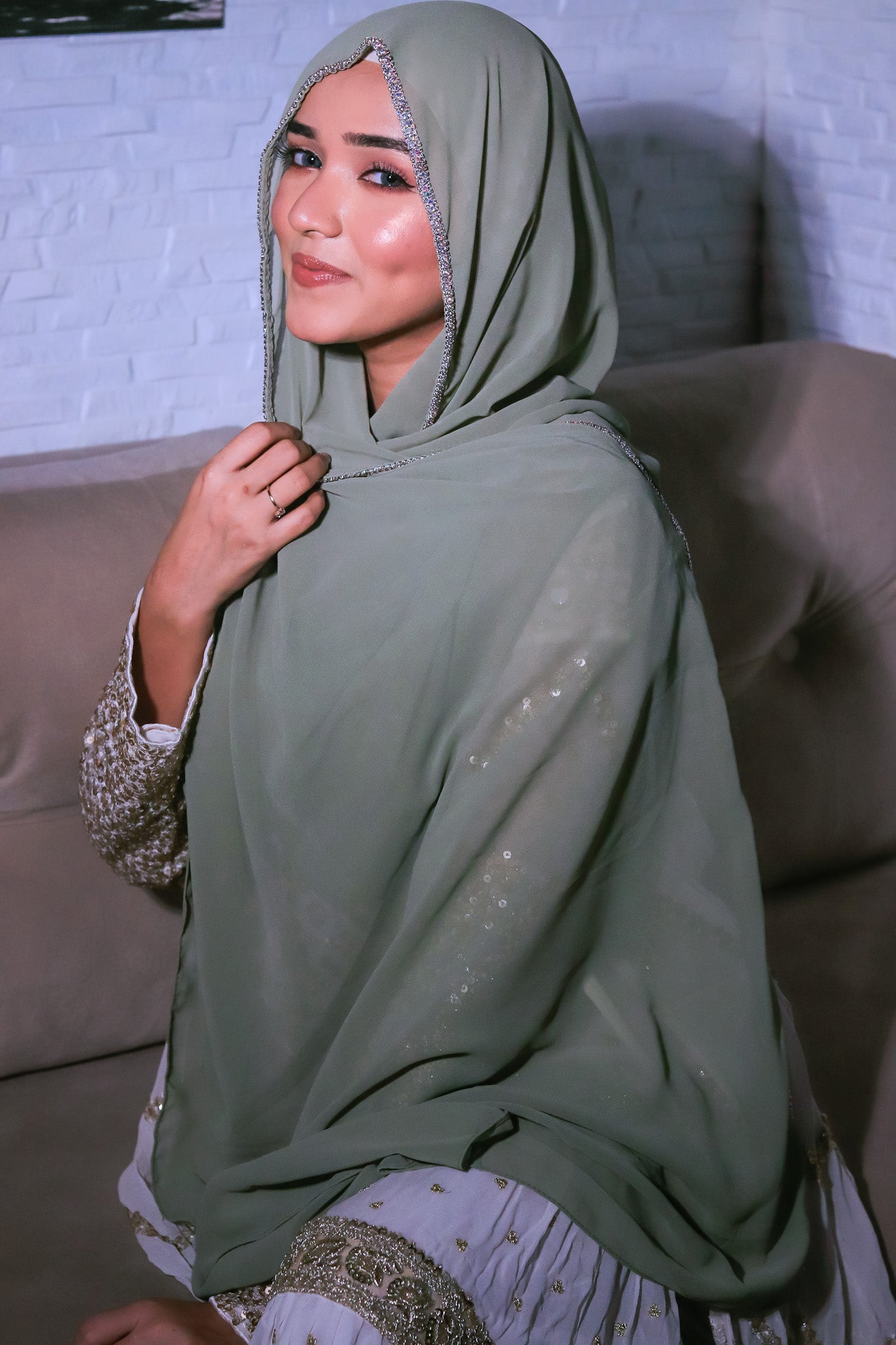 Crystal Hijab - Sage Green