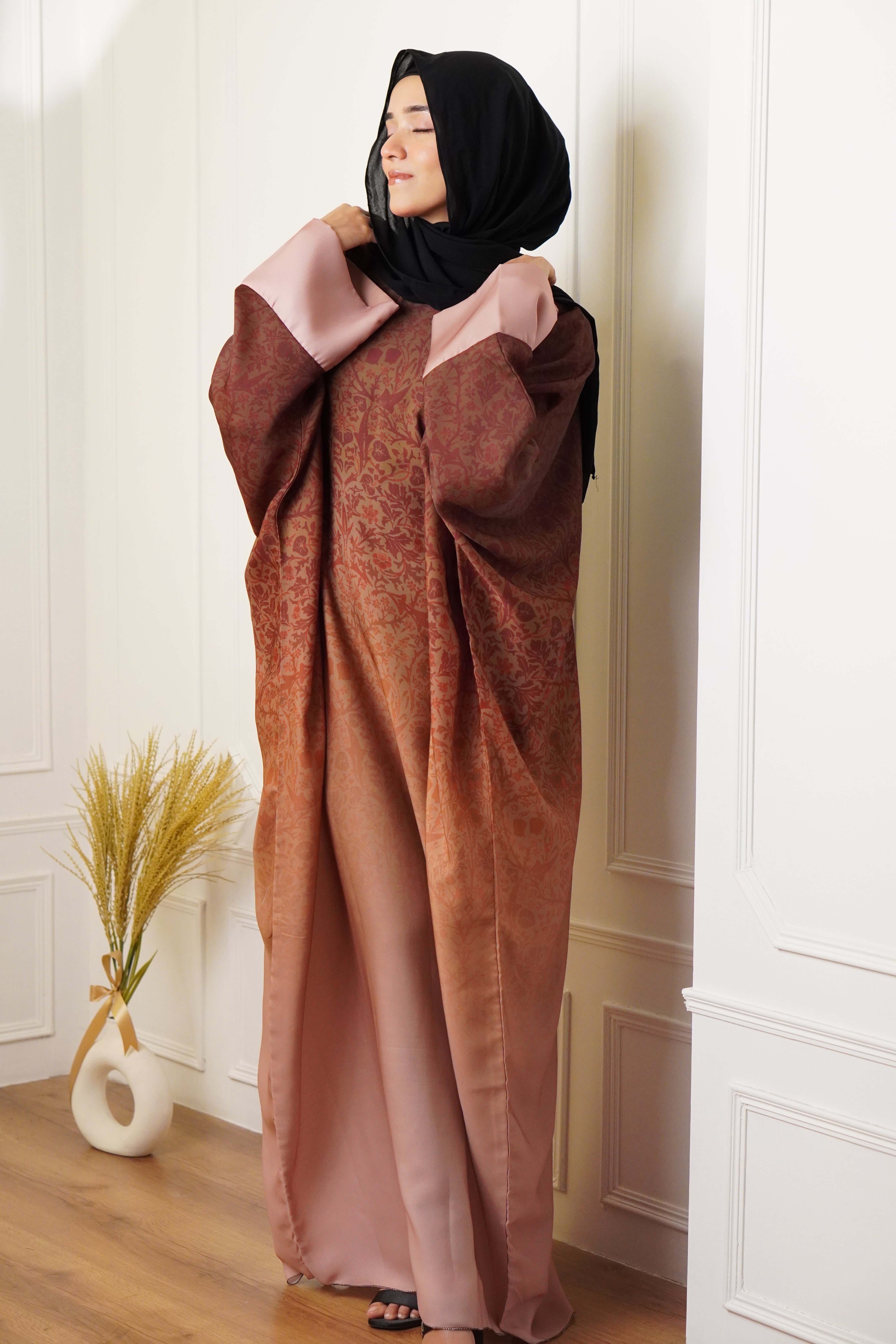 OMBRE PRINTED ABAYAH - BURNT ORANGE