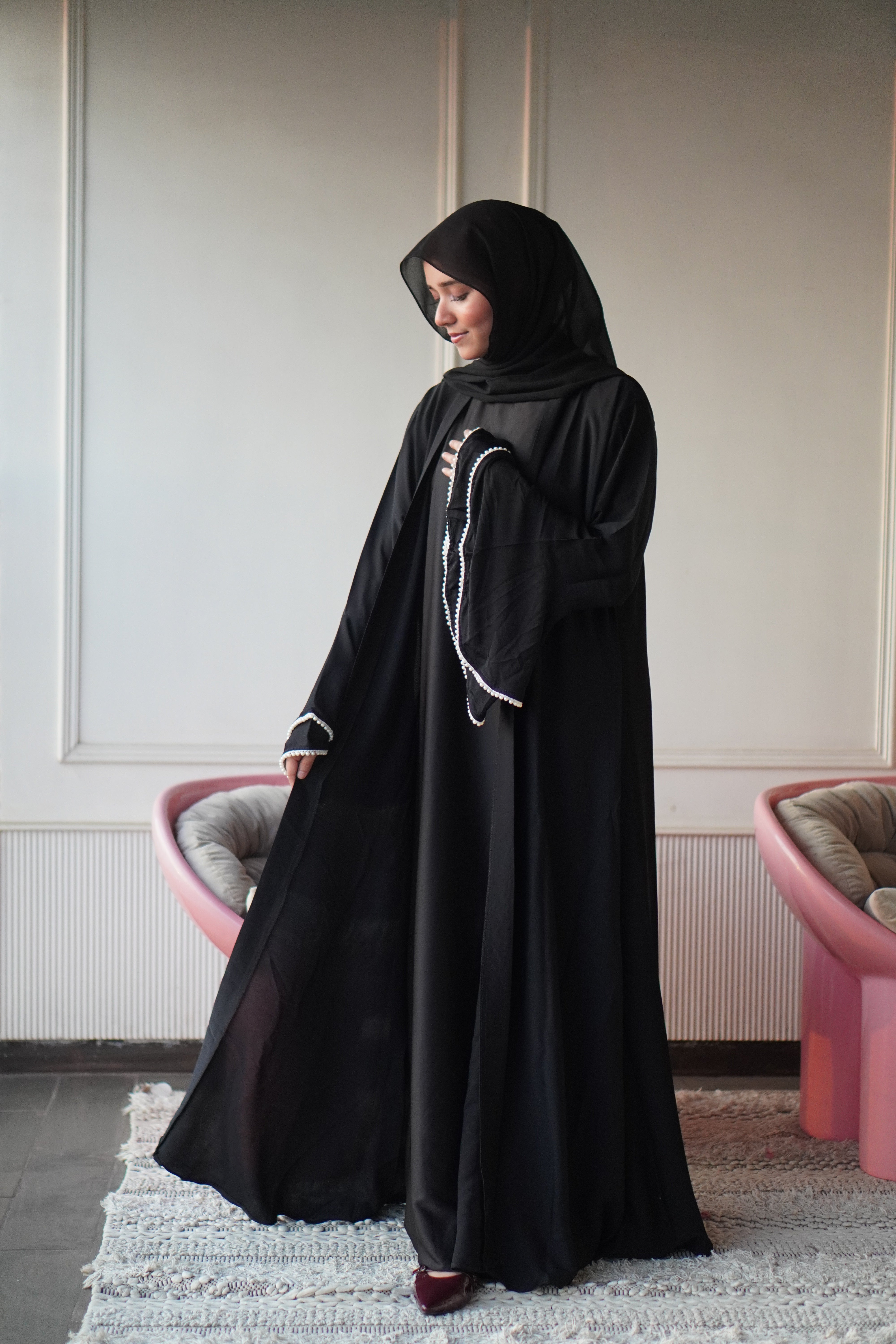 Bell Sleeves Pearl Abayah