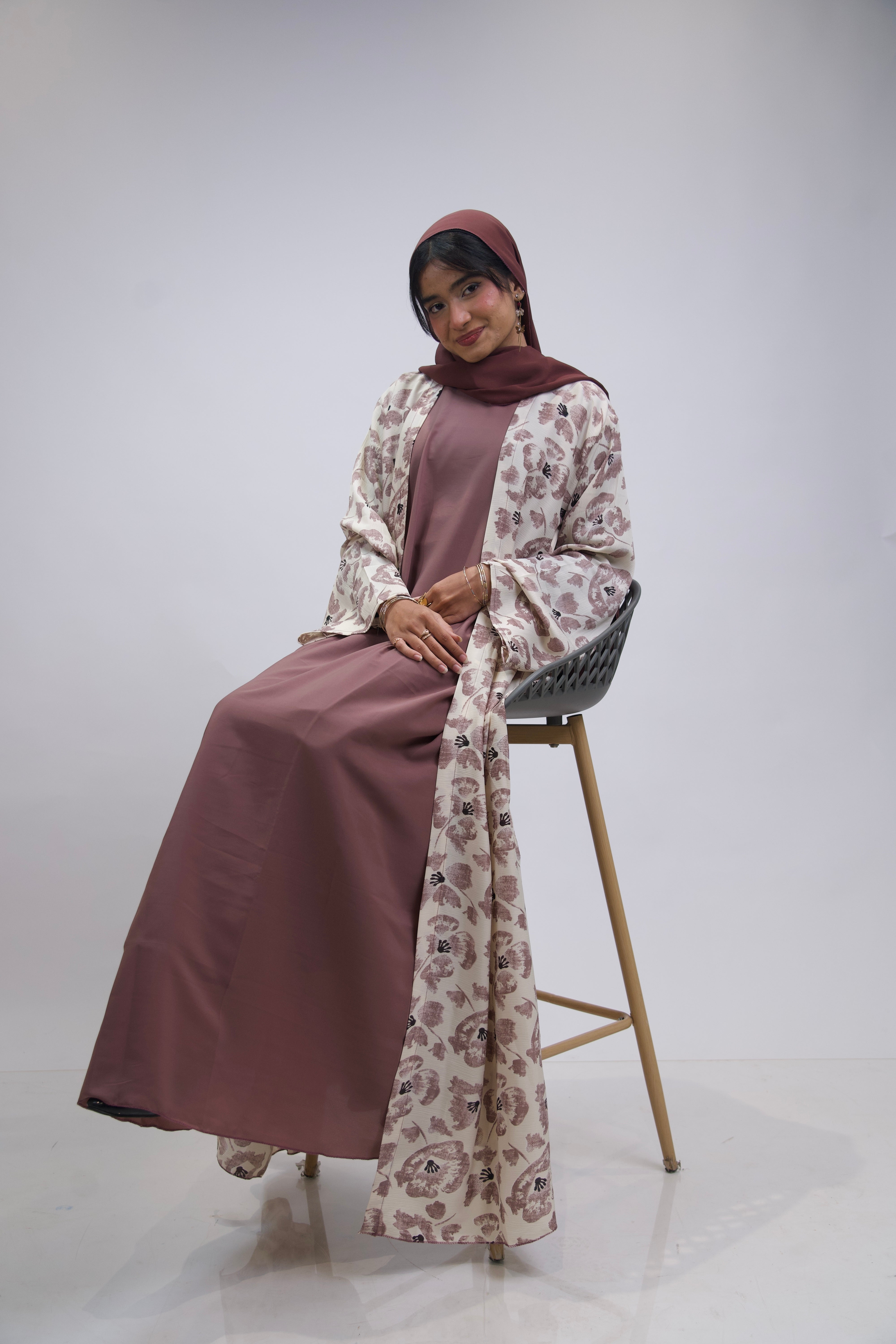 FLORAL PRINTED ABAYAH - ROSE