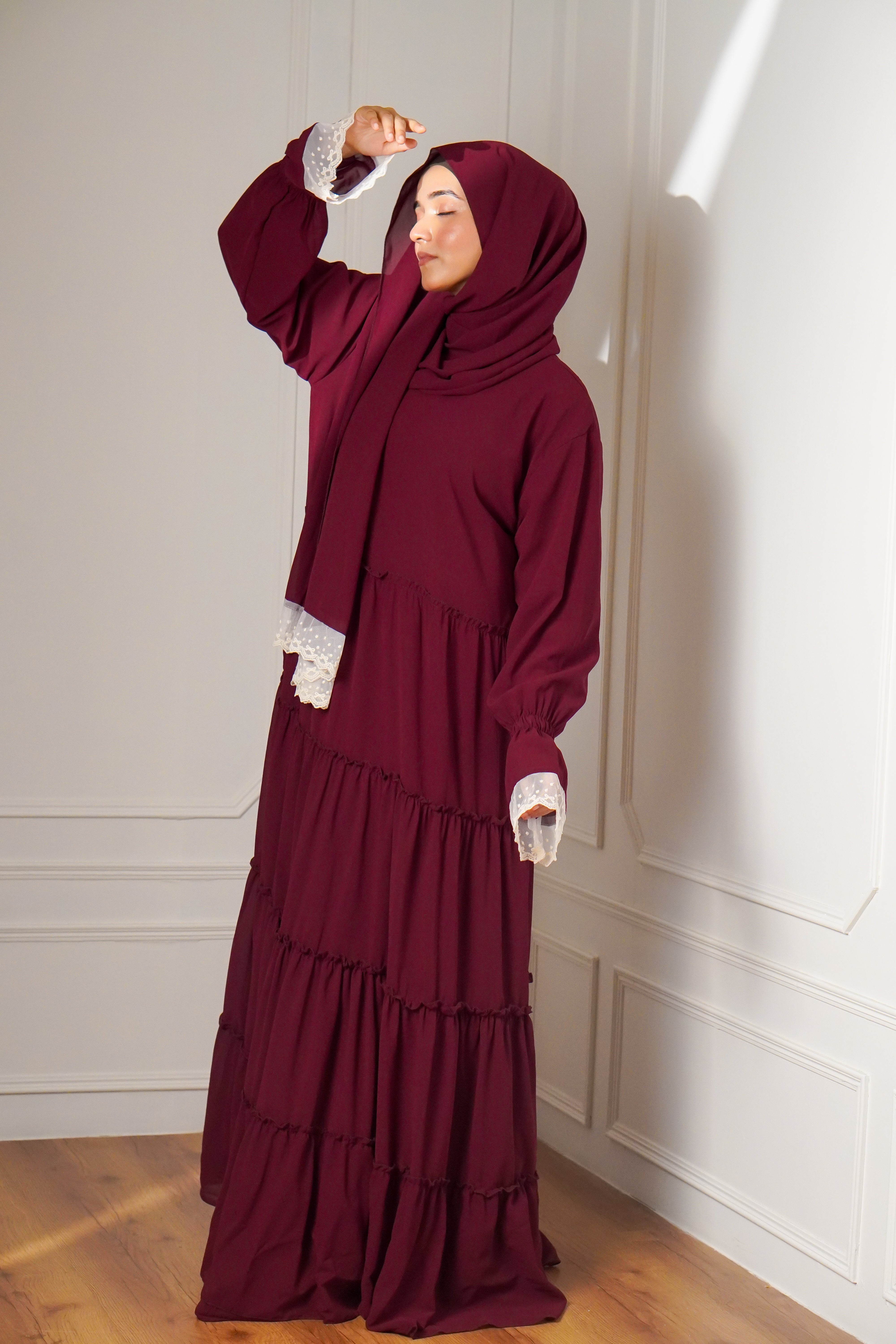 Feriha 2.0 Ruffled Dress - MAROON