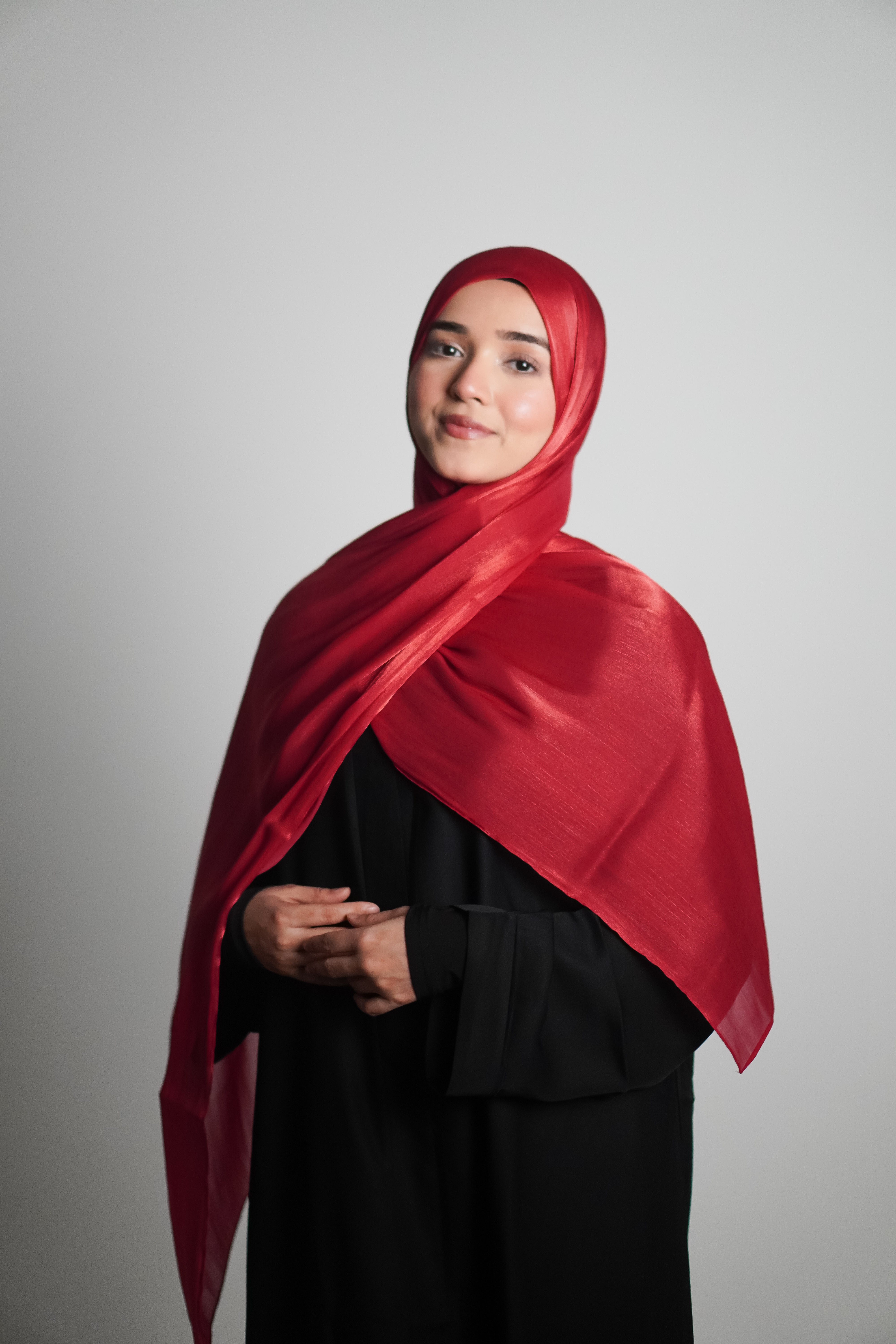 Premium Organza Hijab - Cherry Red