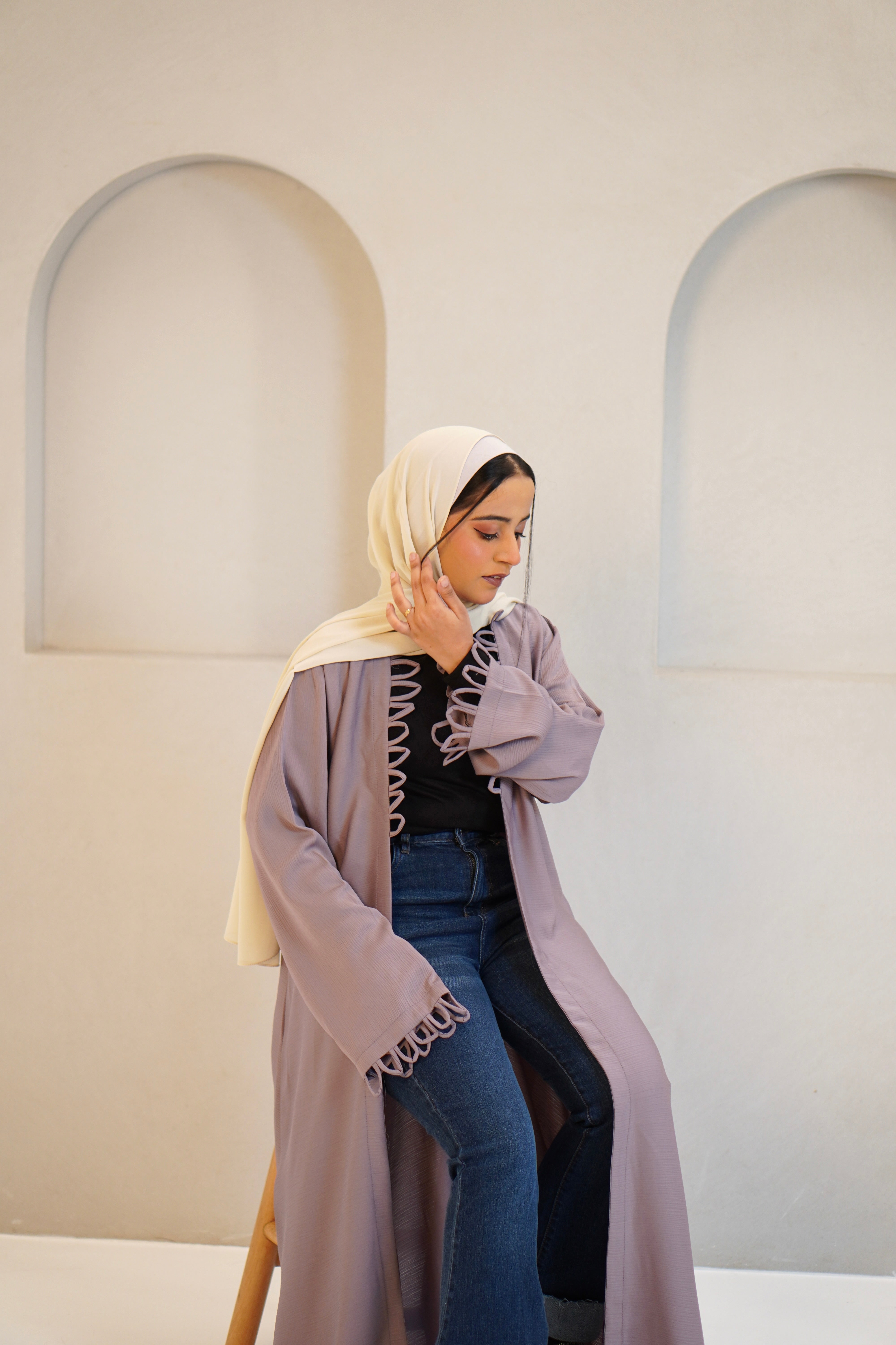 Tie Knot Shrug Abayah - Dusty Lilac