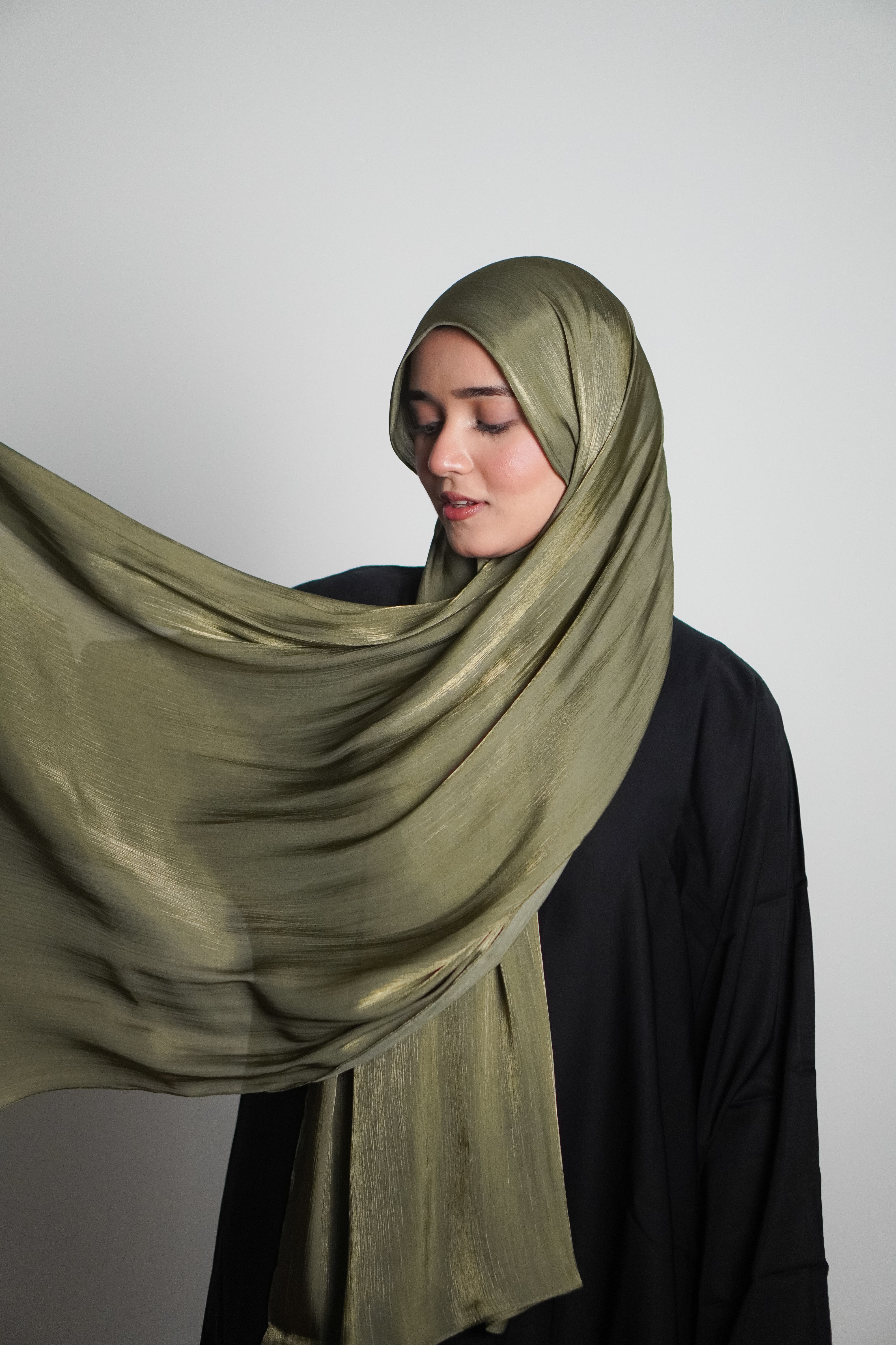 Premium Organza Hijab - Olive Green
