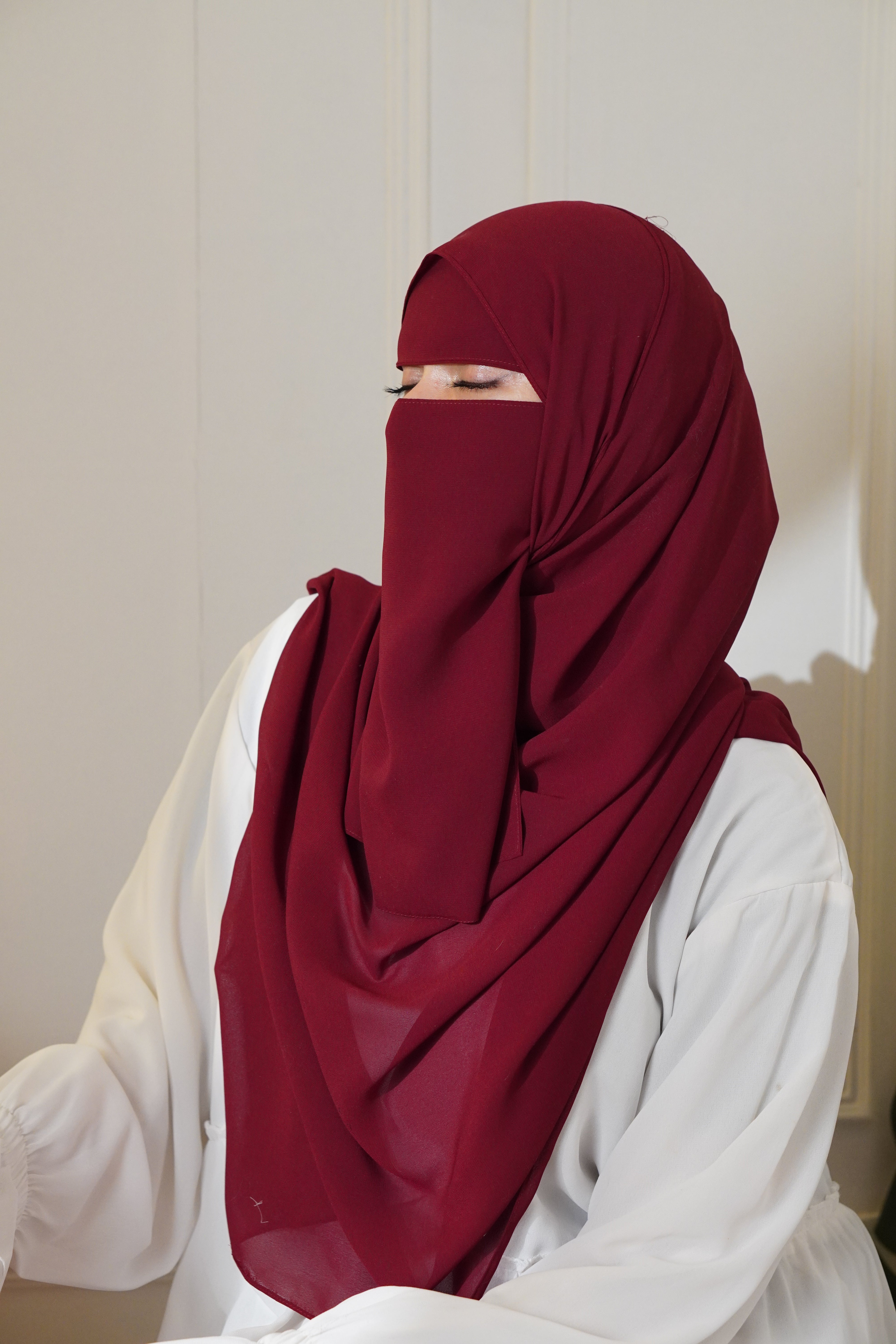 Matching Niqab Set - Maroon