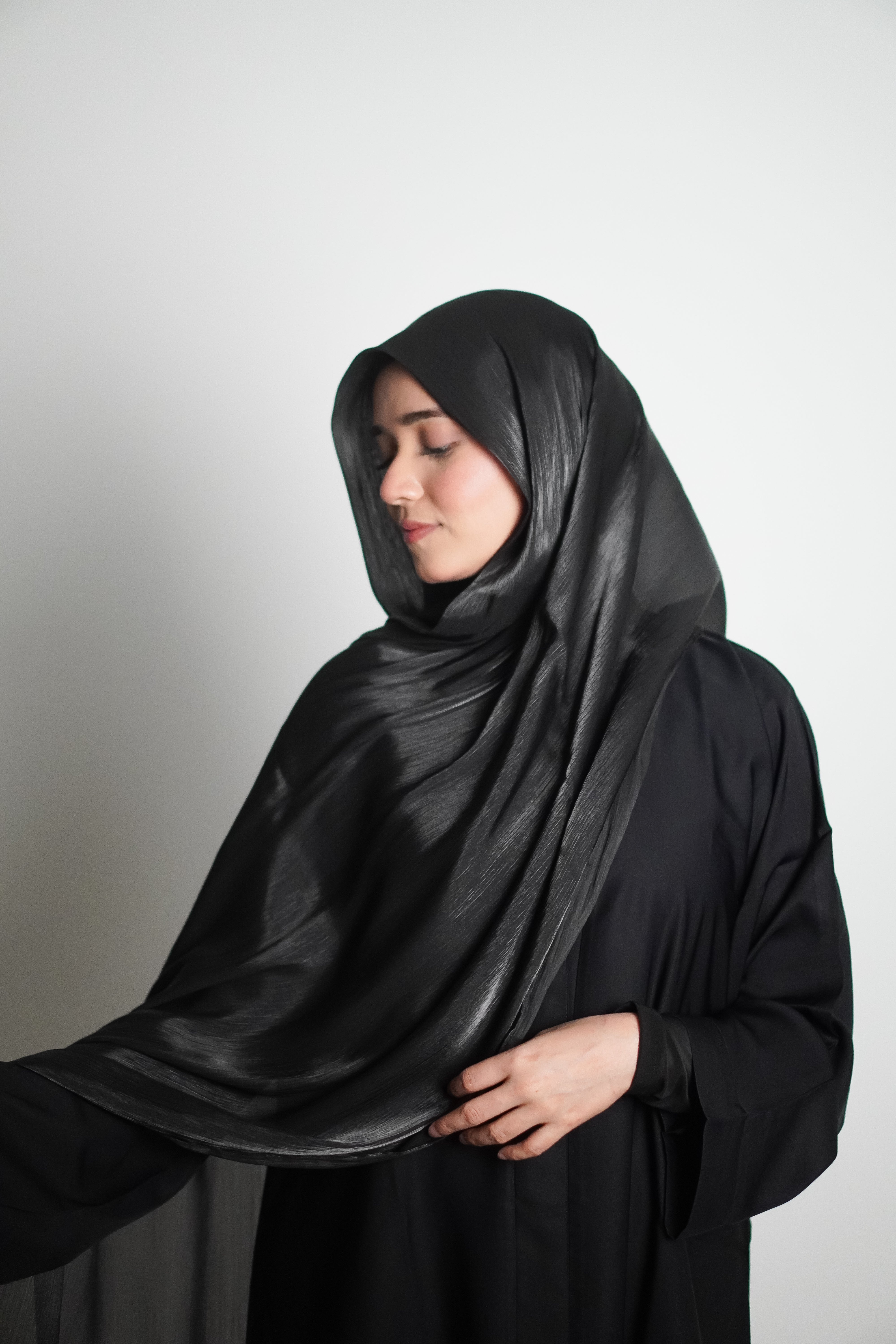 Premium Organza Hijab - Midnight Black