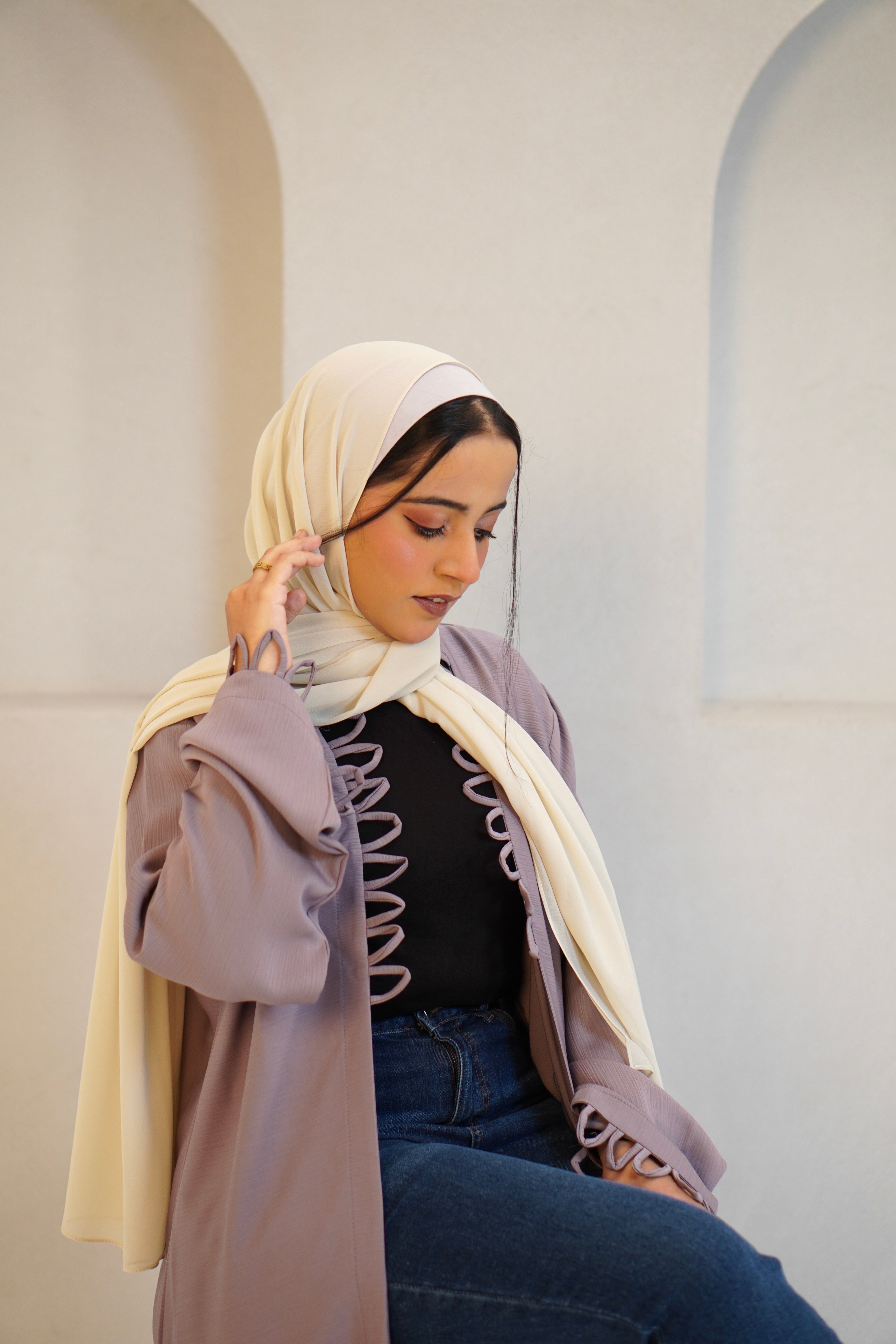 Tie Knot Shrug Abayah - Dusty Lilac