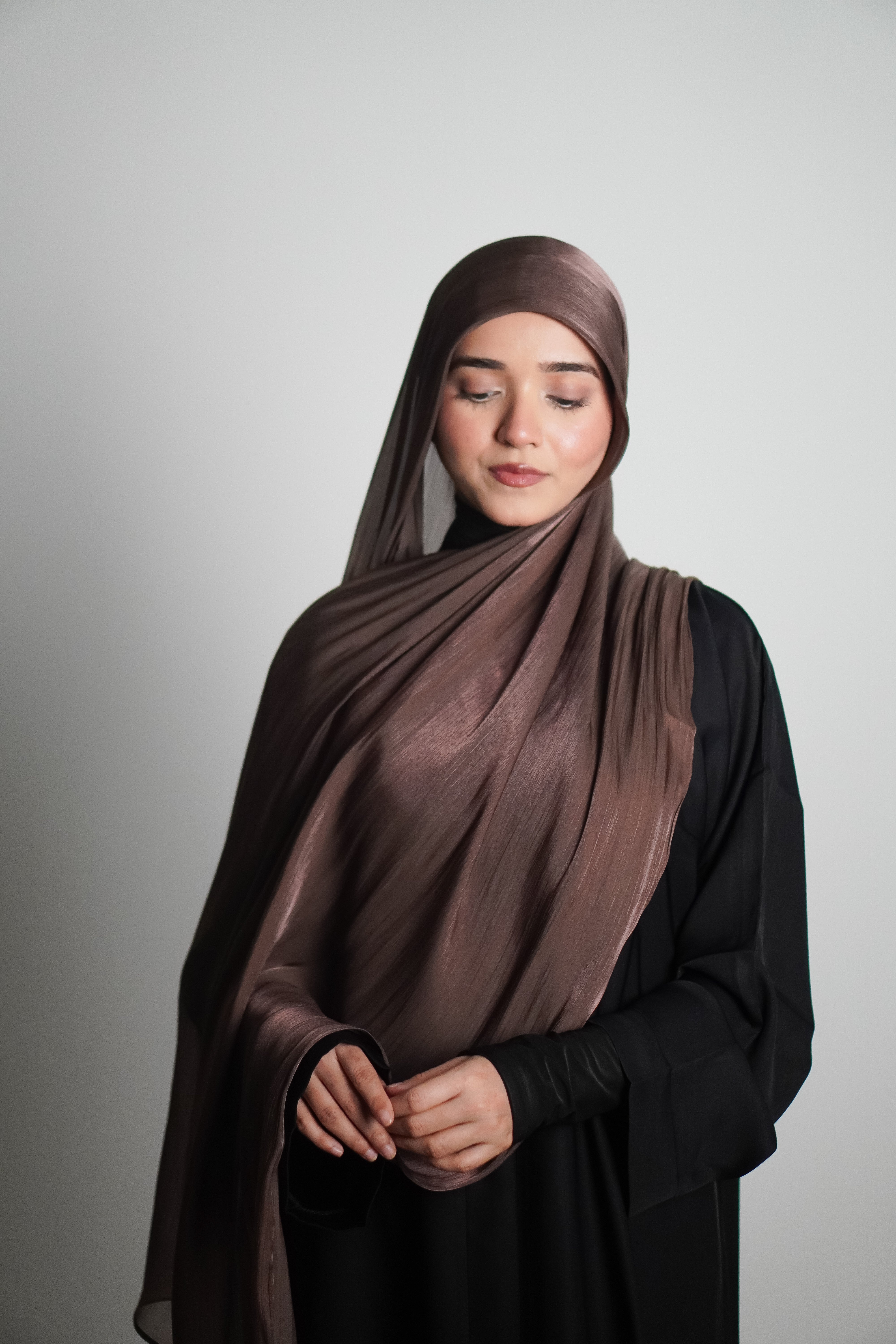 Premium Organza Hijab - Cocoa Brown