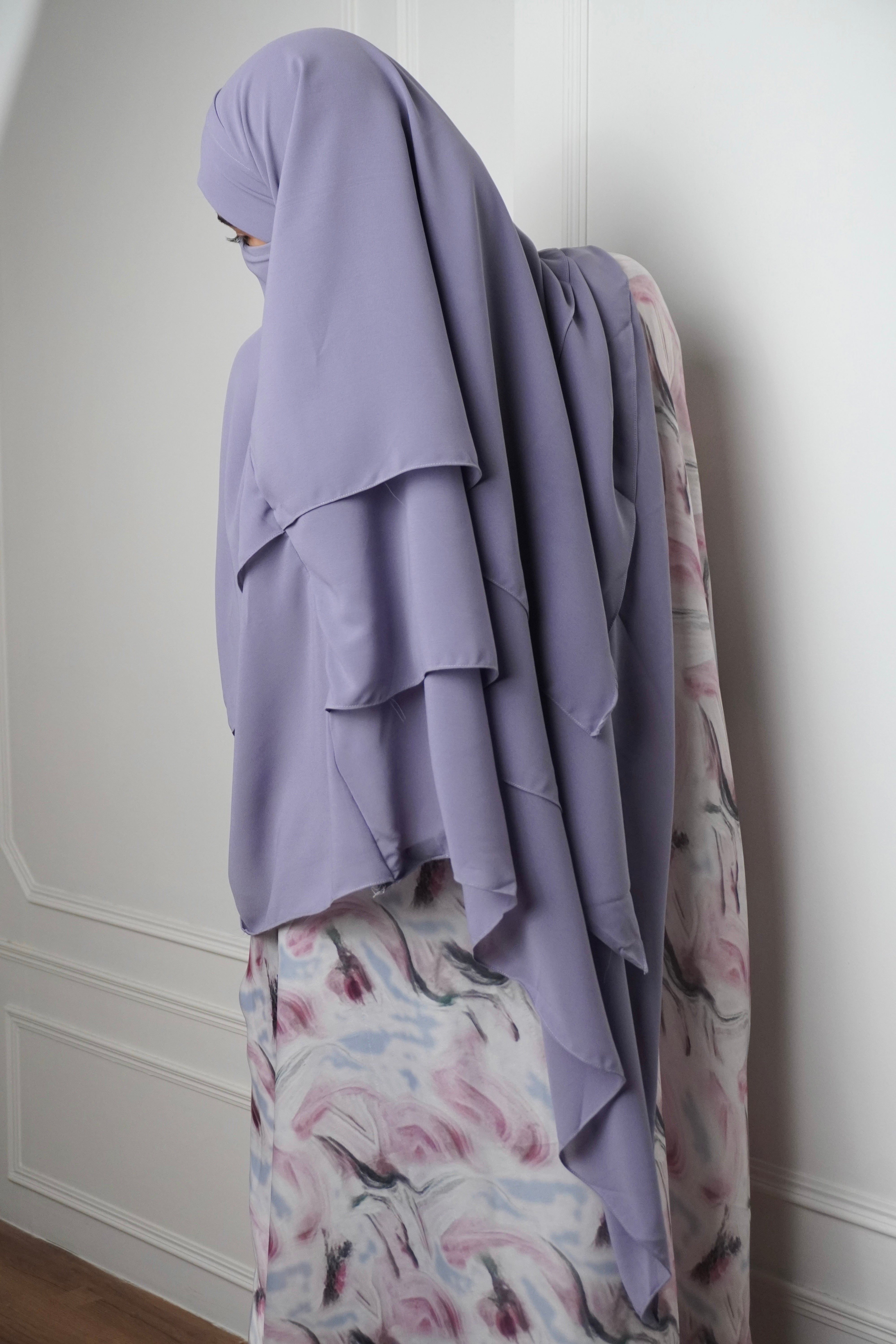 Marble Print Kaftan Khimar Set - Cotton Candy