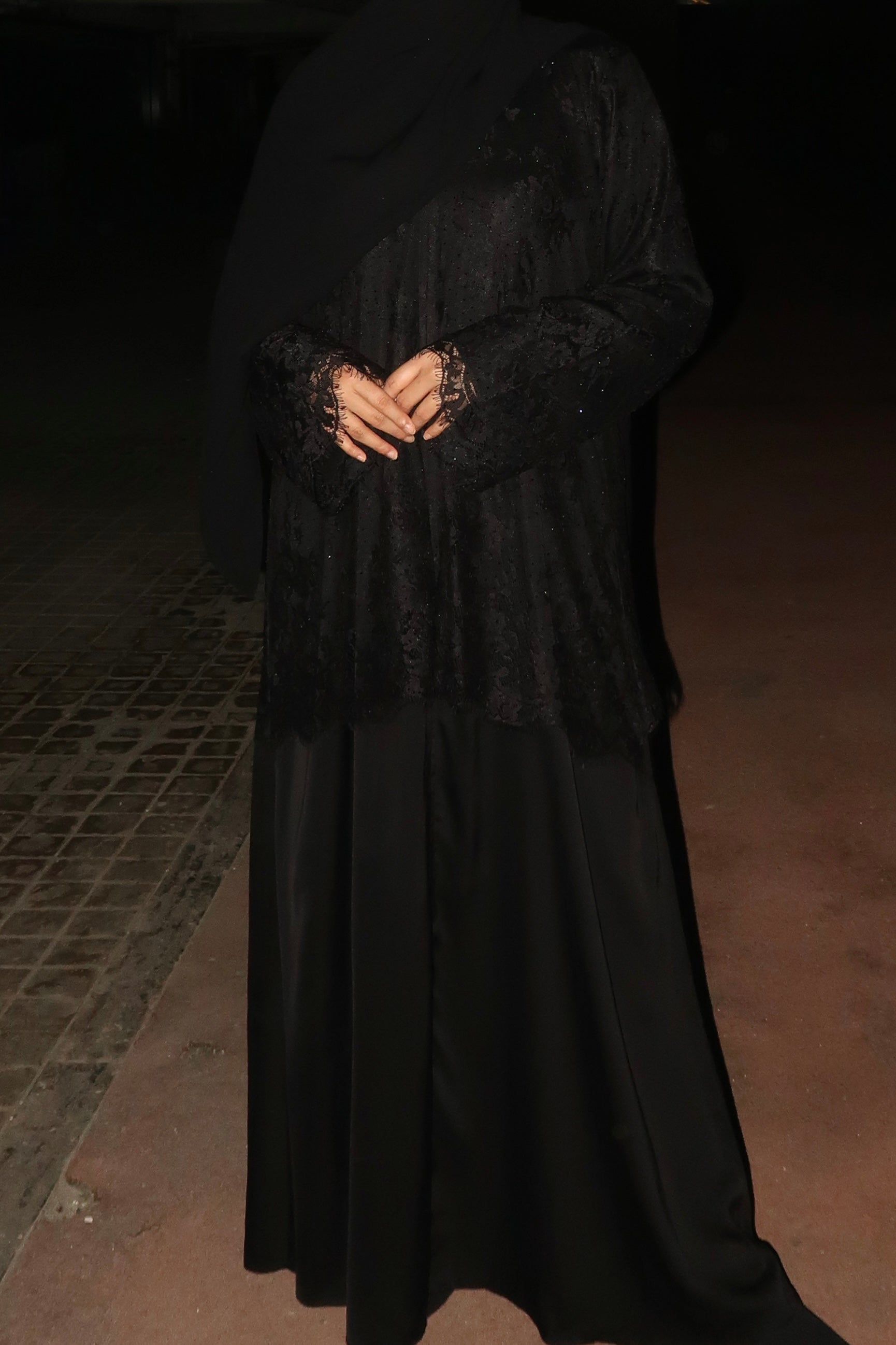 Layali Abayah - Lace Cut Work
