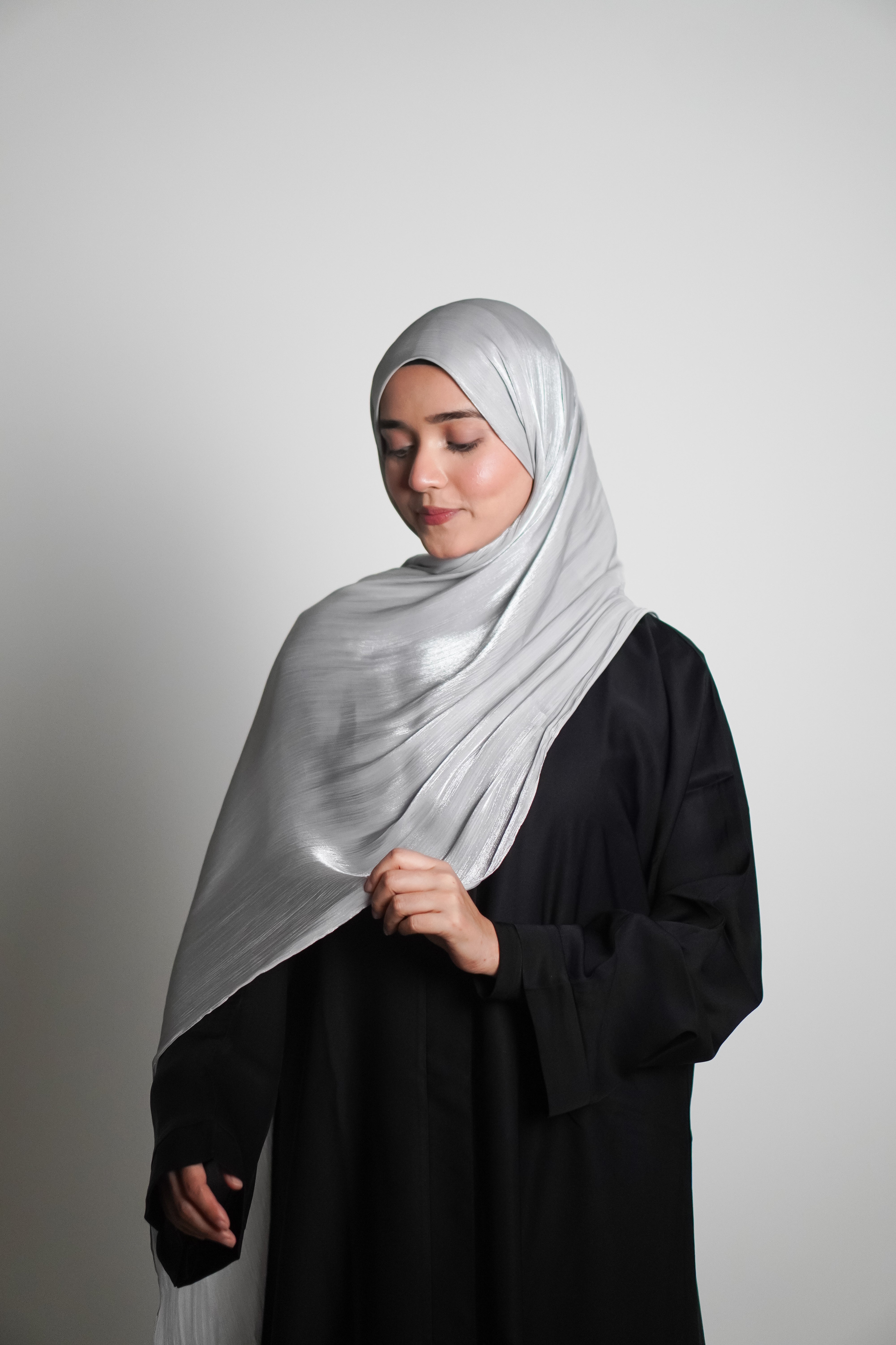 Premium Organza Hijab - Silver Grey