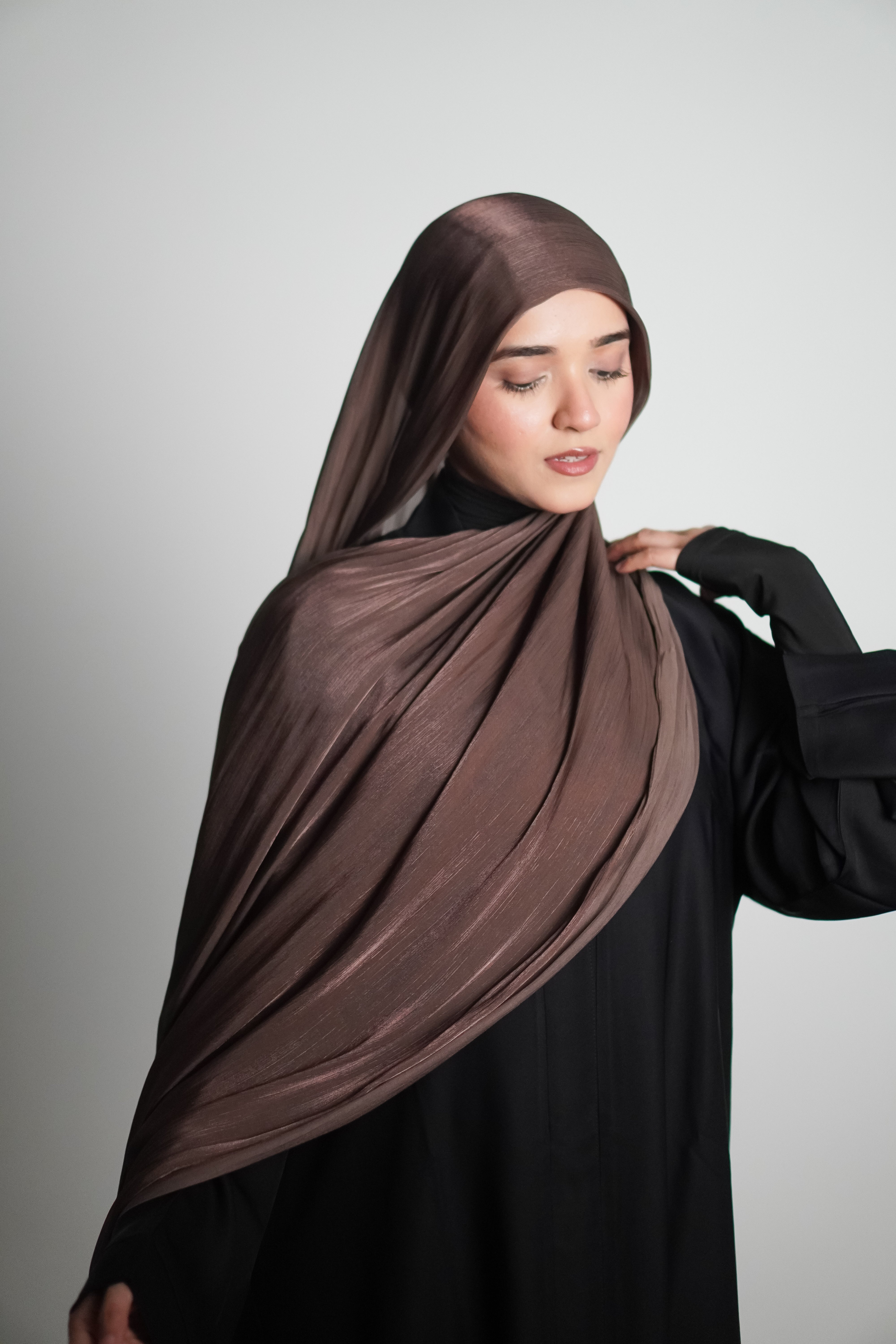 Premium Organza Hijab - Cocoa Brown