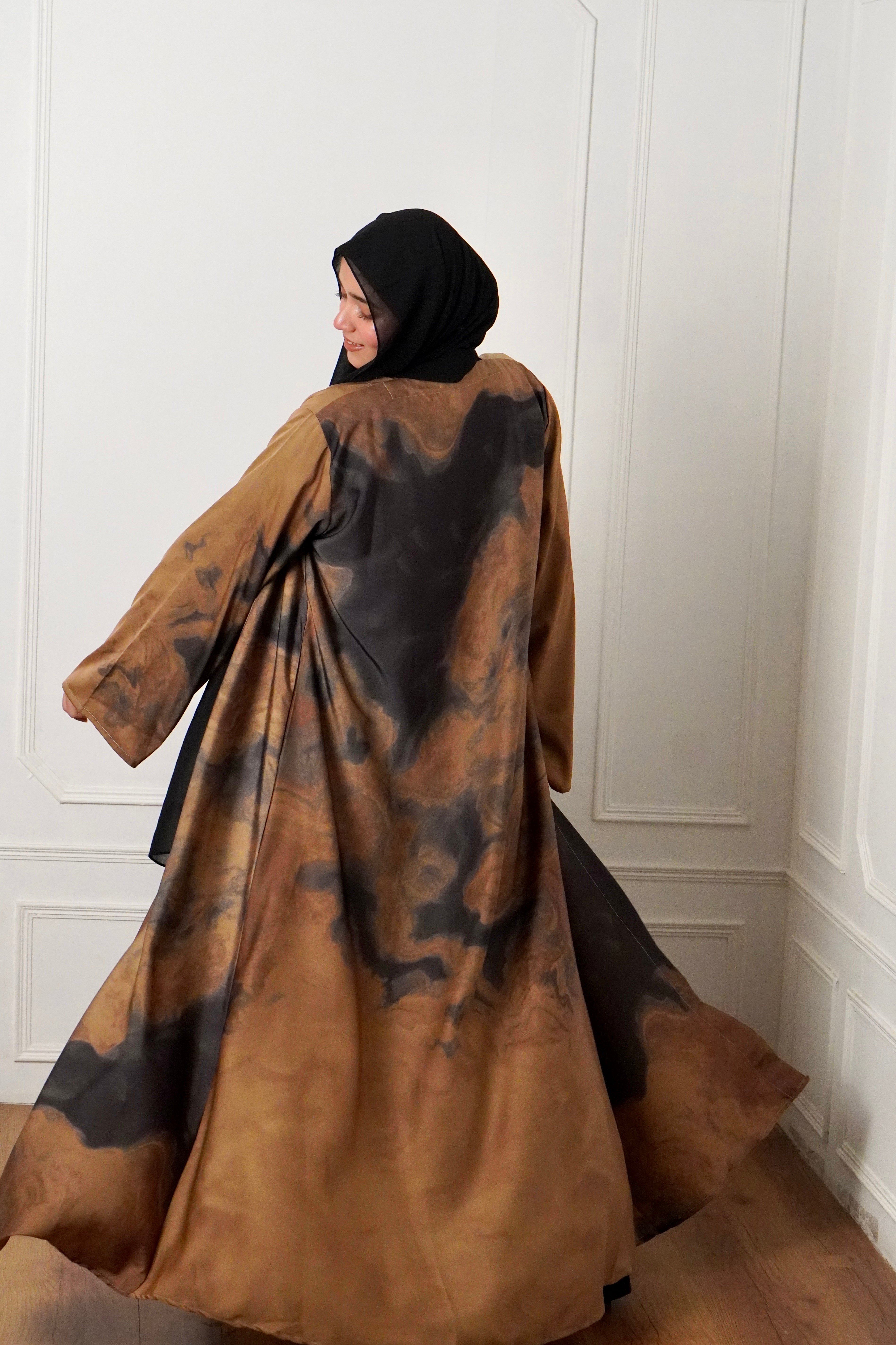 MARBLE PRINT ABAYAH - DESERT GLOW