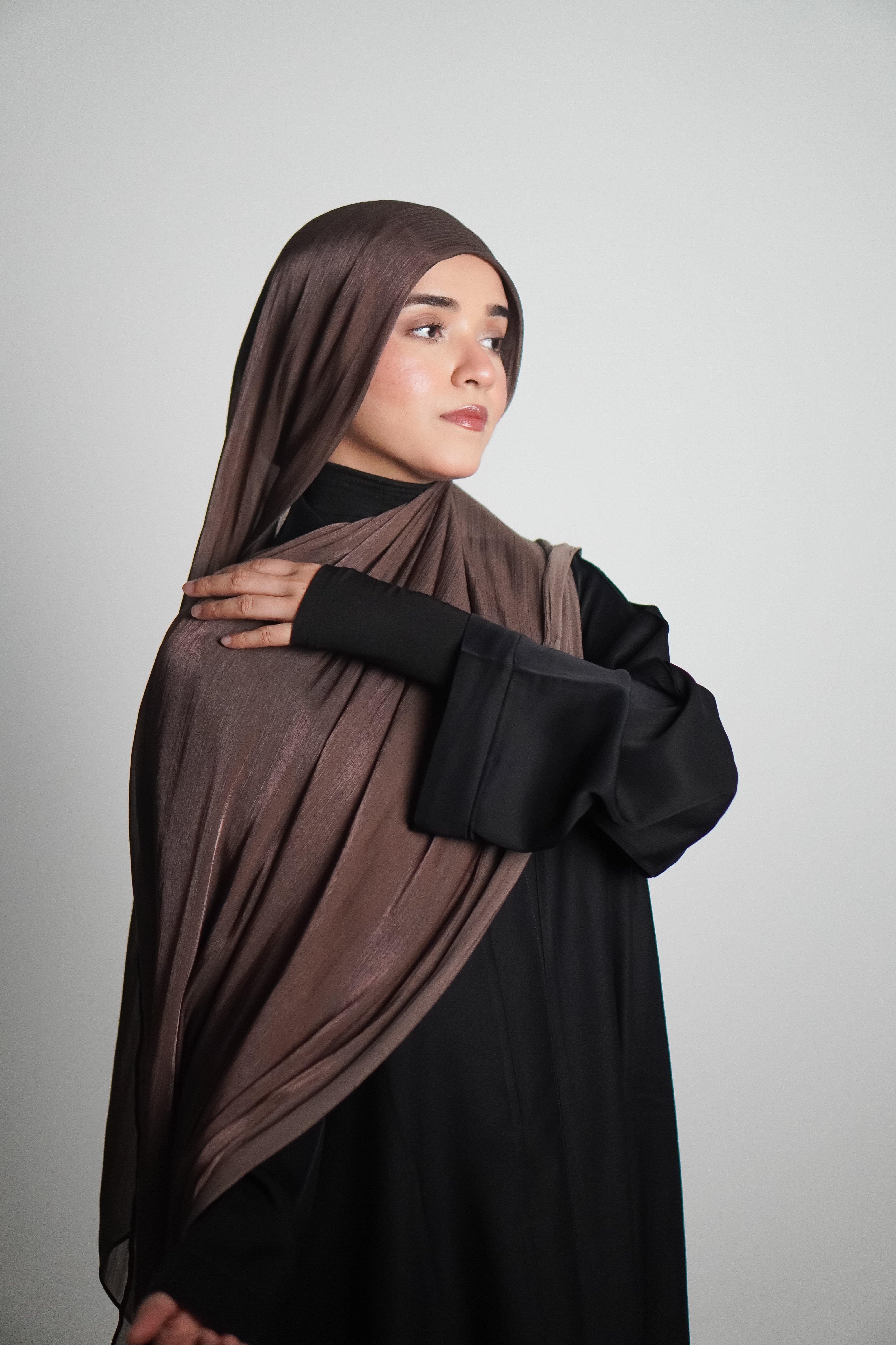 Premium Organza Hijab - Cocoa Brown