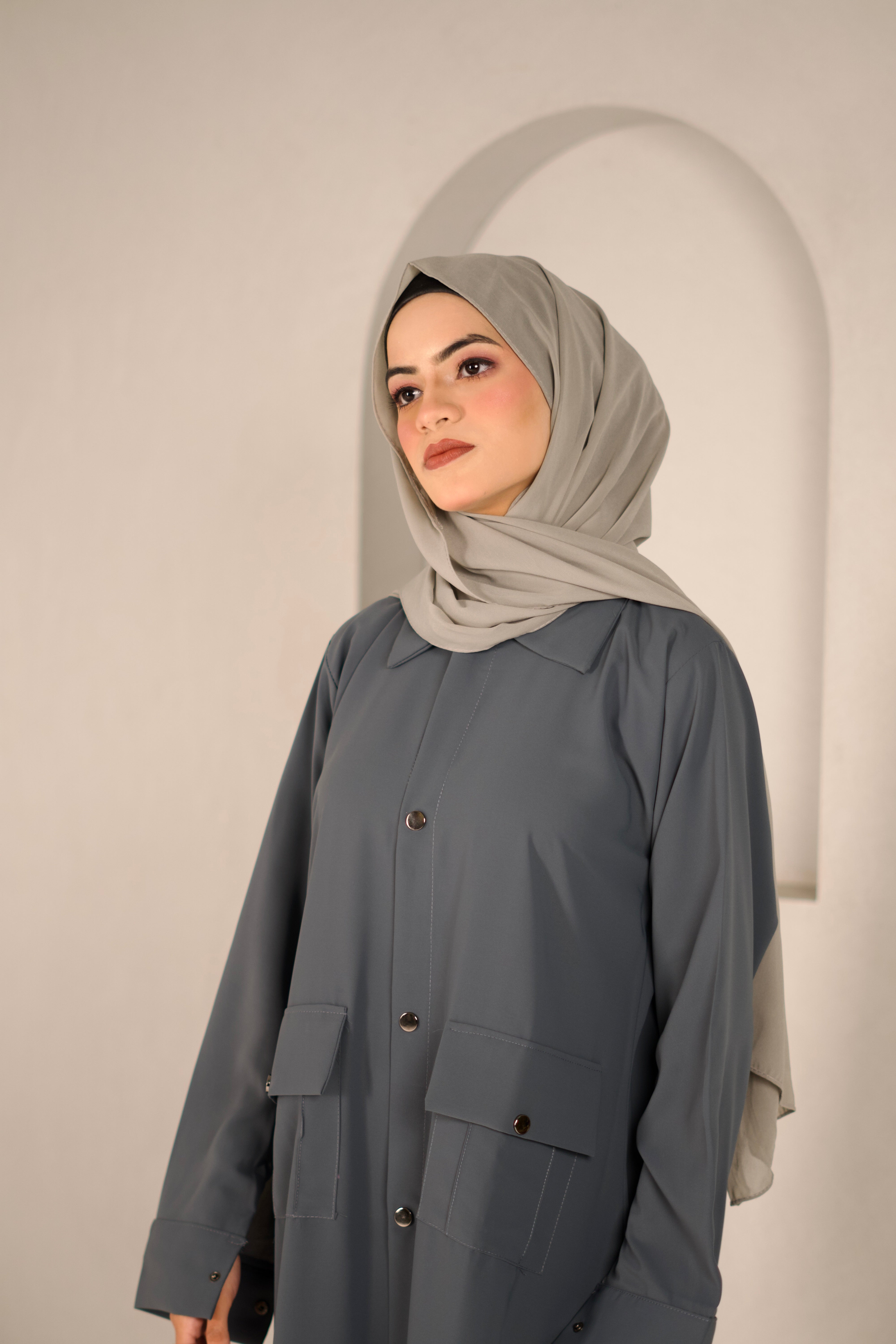 Modest Shirt Dress - Sterling Grey anahco Modest Shirt Dress - Sterling Grey anahco