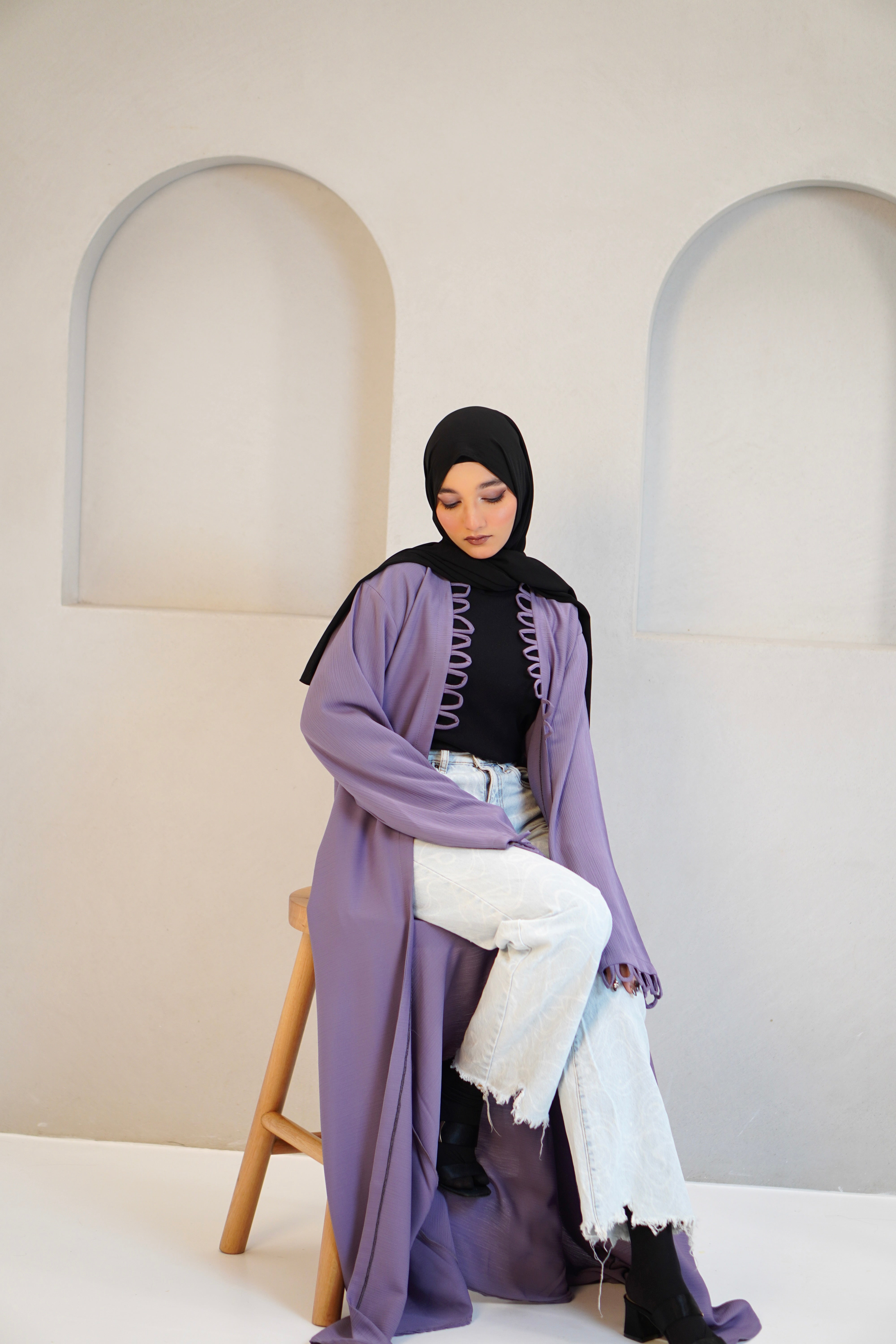 Tie Knot Shrug Abayah - Lavender
