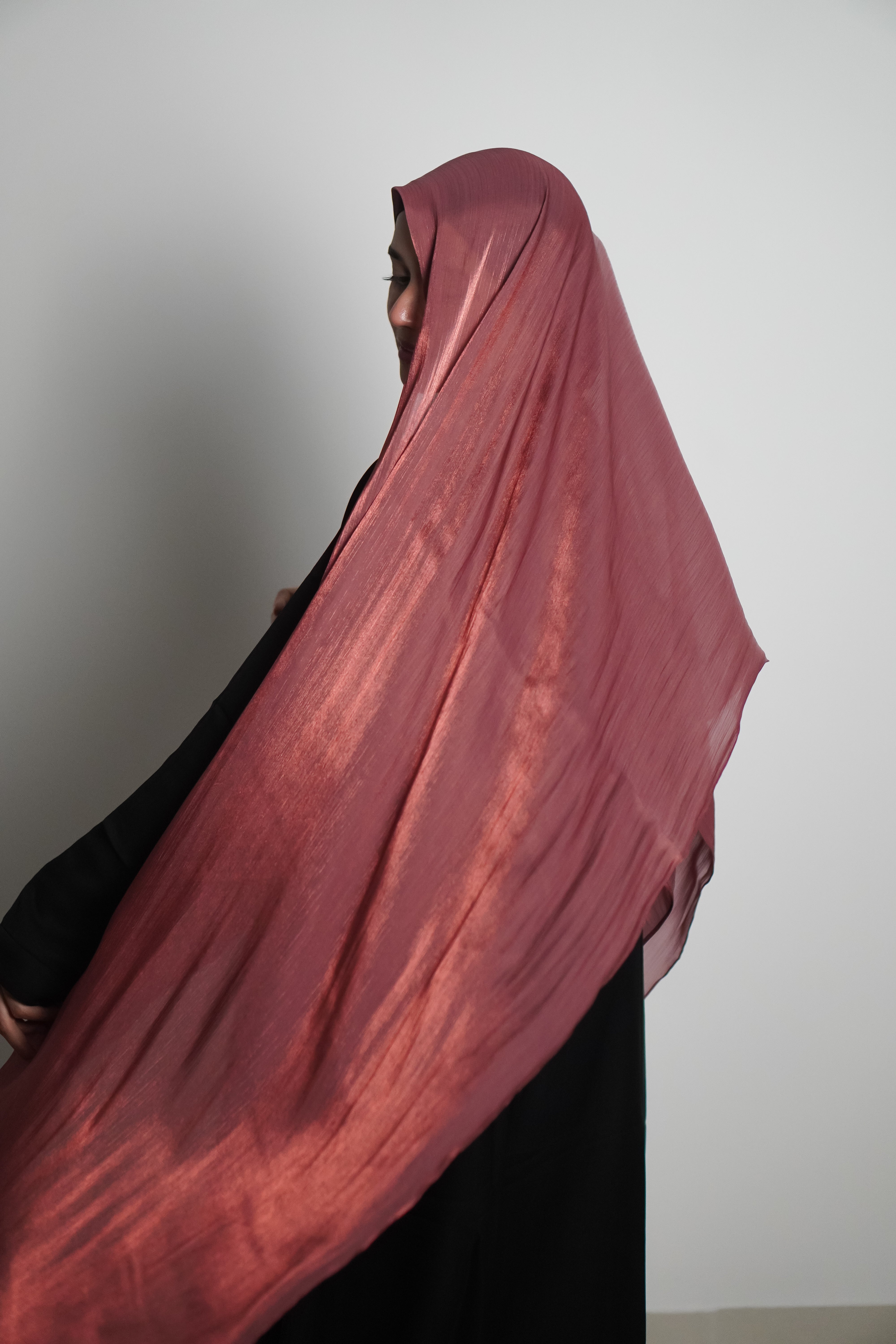 Premium Organza Hijab - Turkish Rose