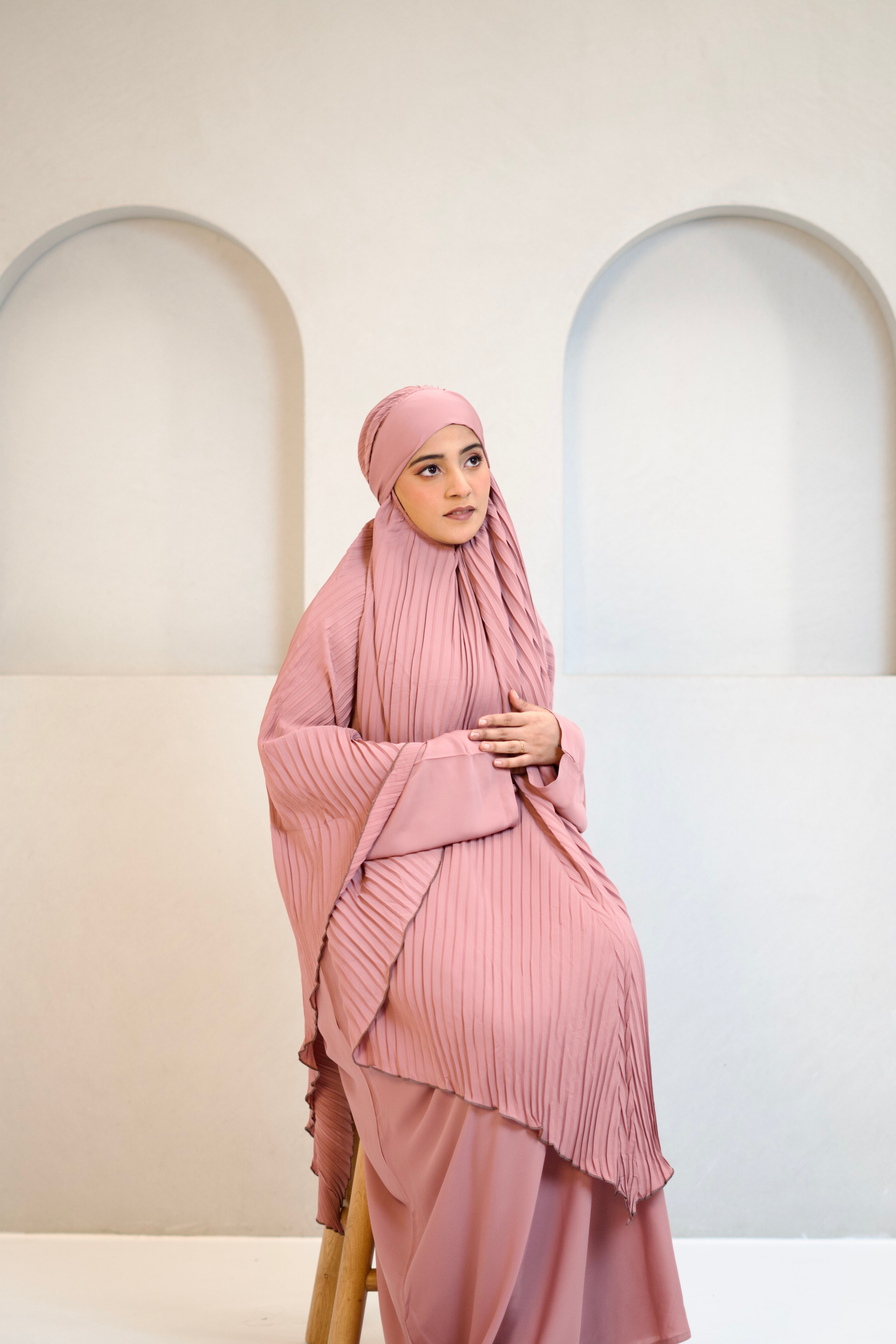PLEATED KHIMAR SET