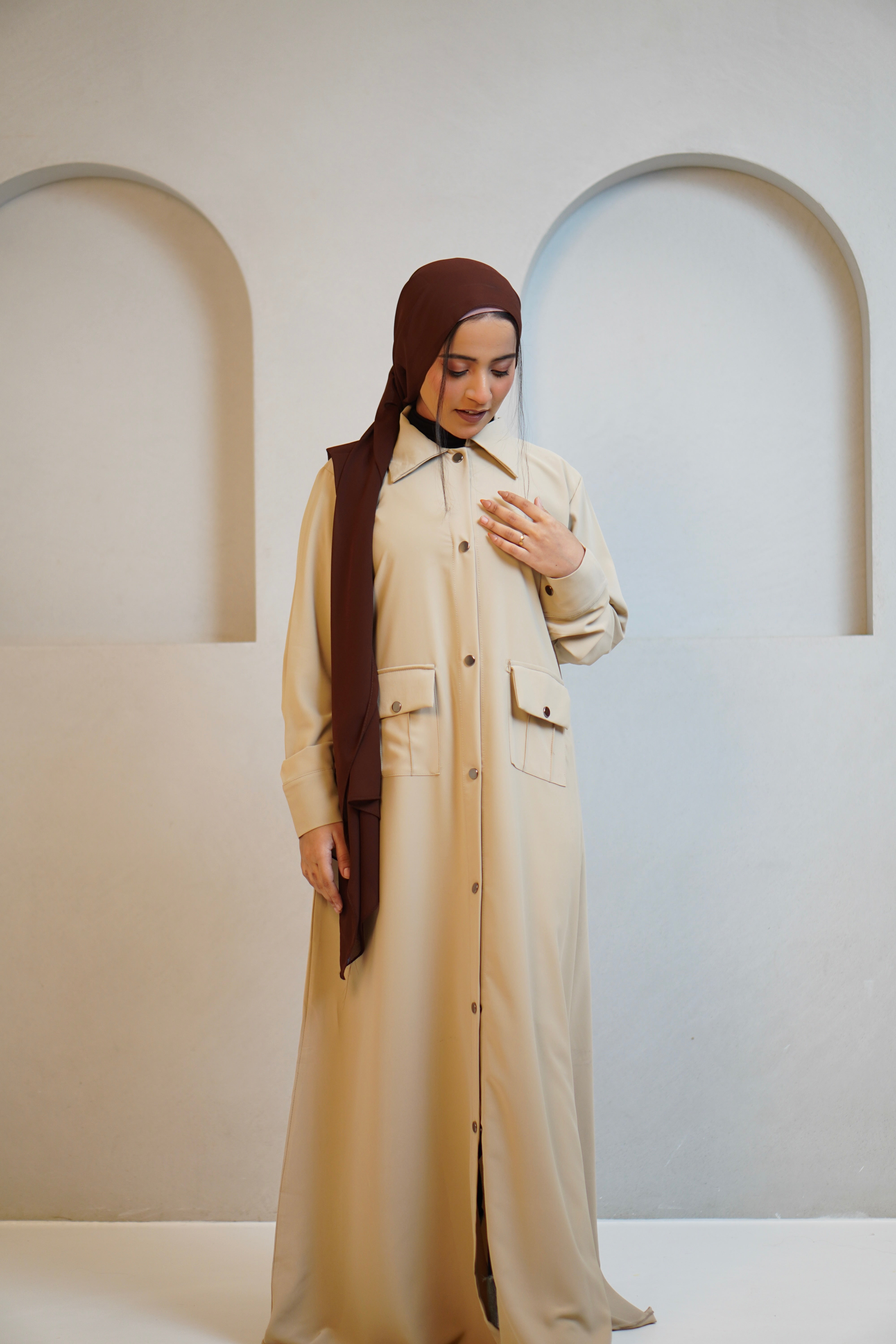 Modest Shirt Dress - Crème Beige