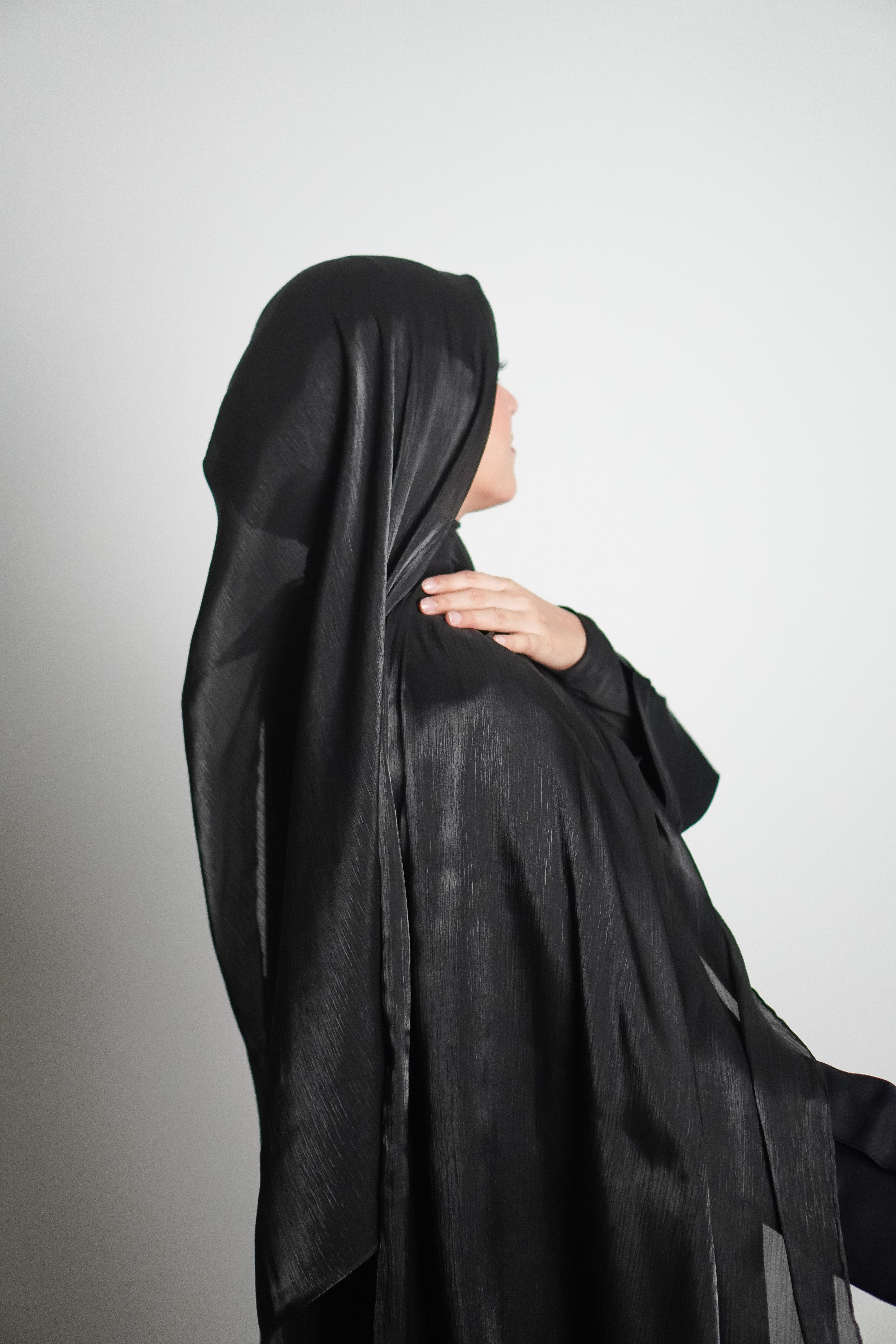 Premium Organza Hijab - Midnight Black