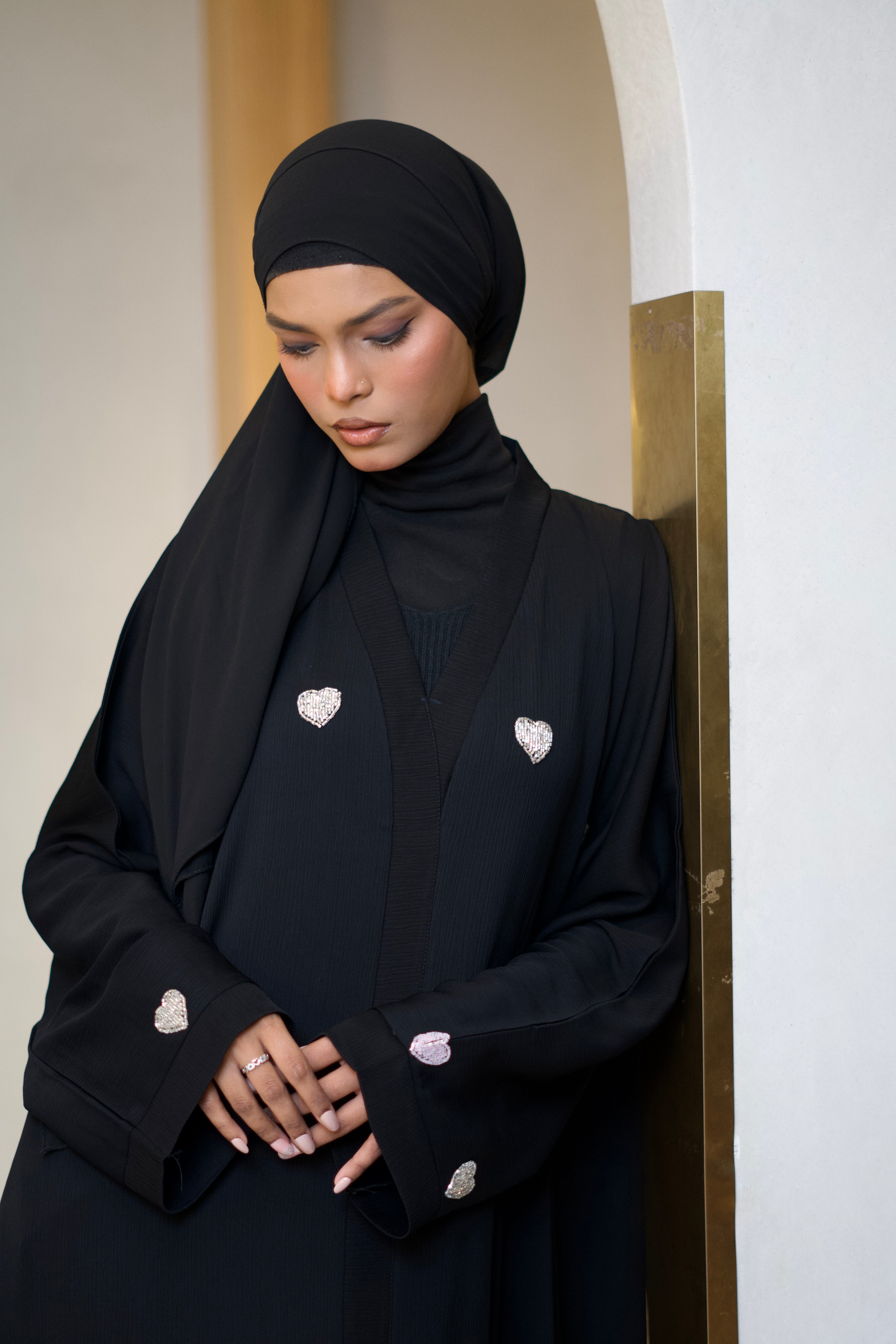 Qalbi Abayah - Pink & Silver