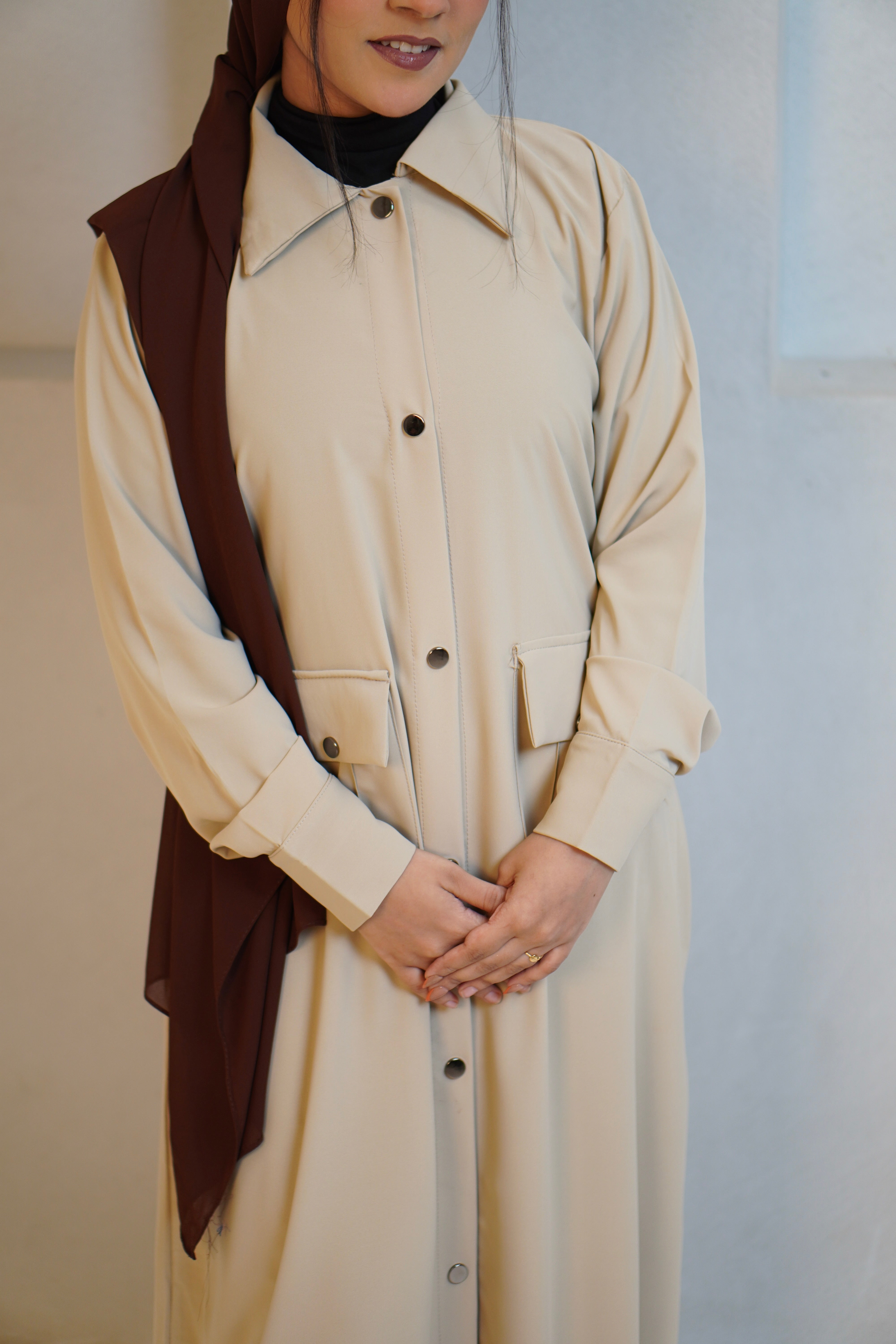 Modest Shirt Dress - Crème Beige