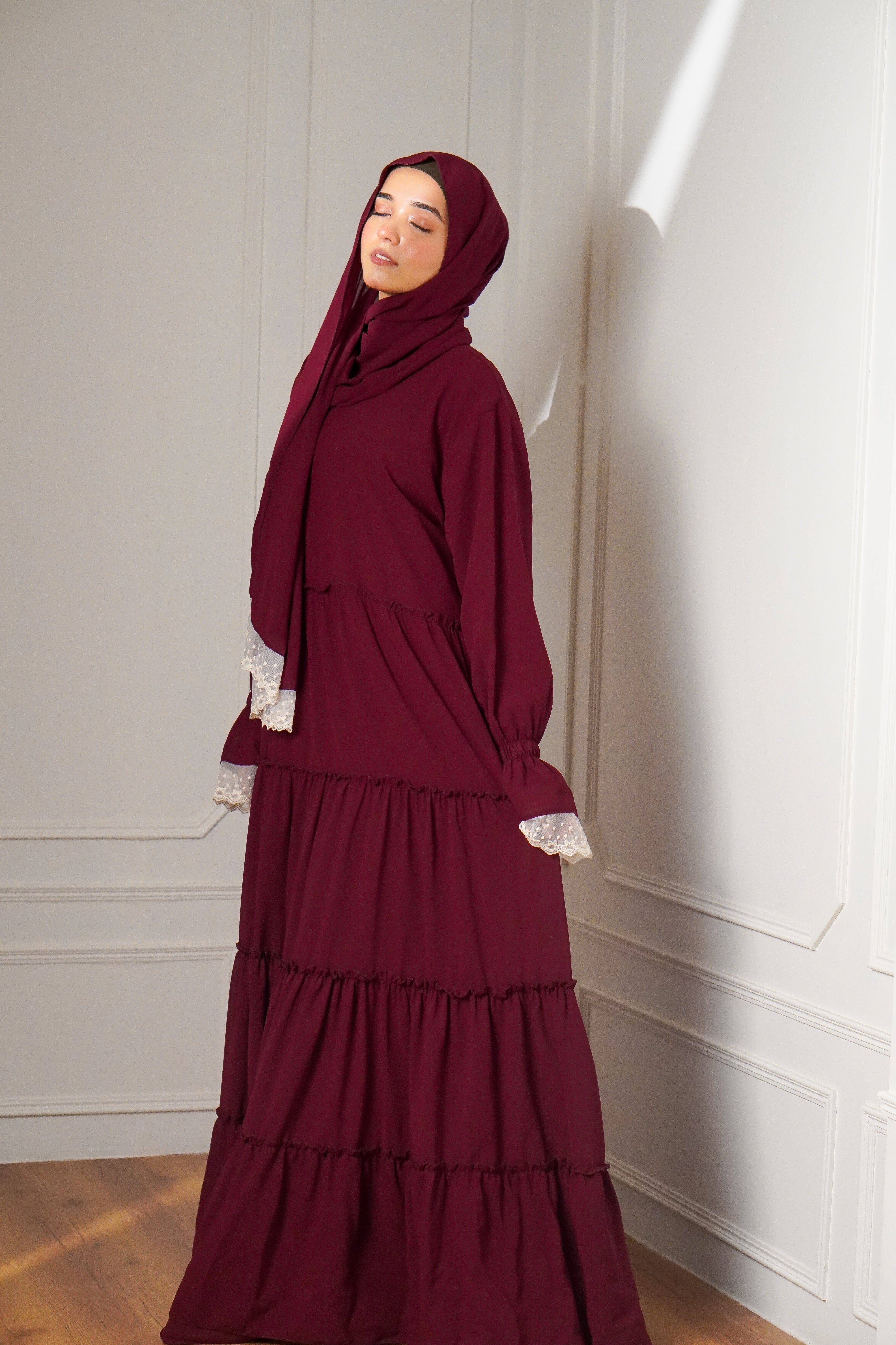Feriha 2.0 Ruffled Dress - MAROON