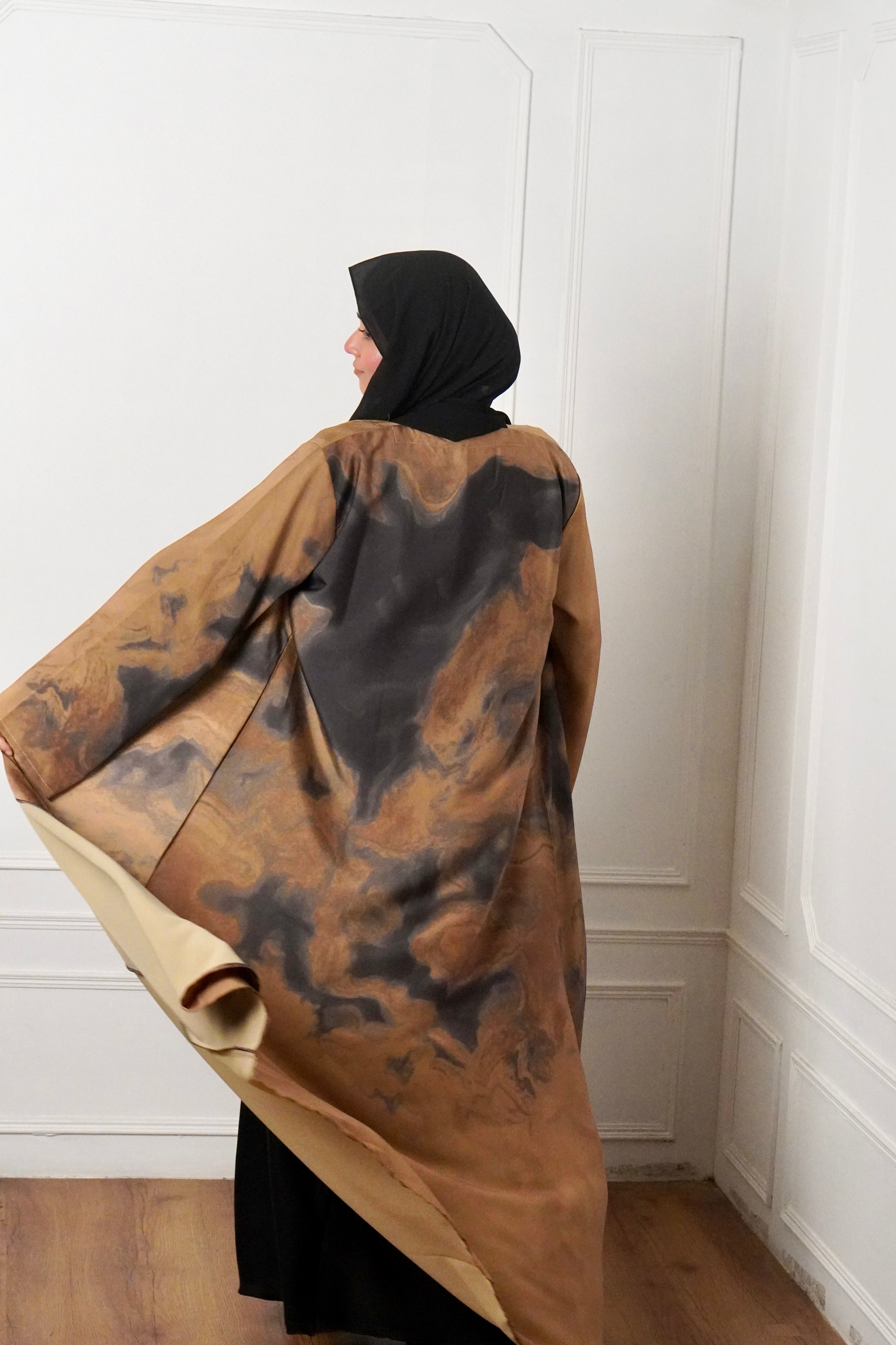 MARBLE PRINT ABAYAH - DESERT GLOW