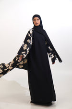 FLORAL PRINTED ABAYAH - BLACK