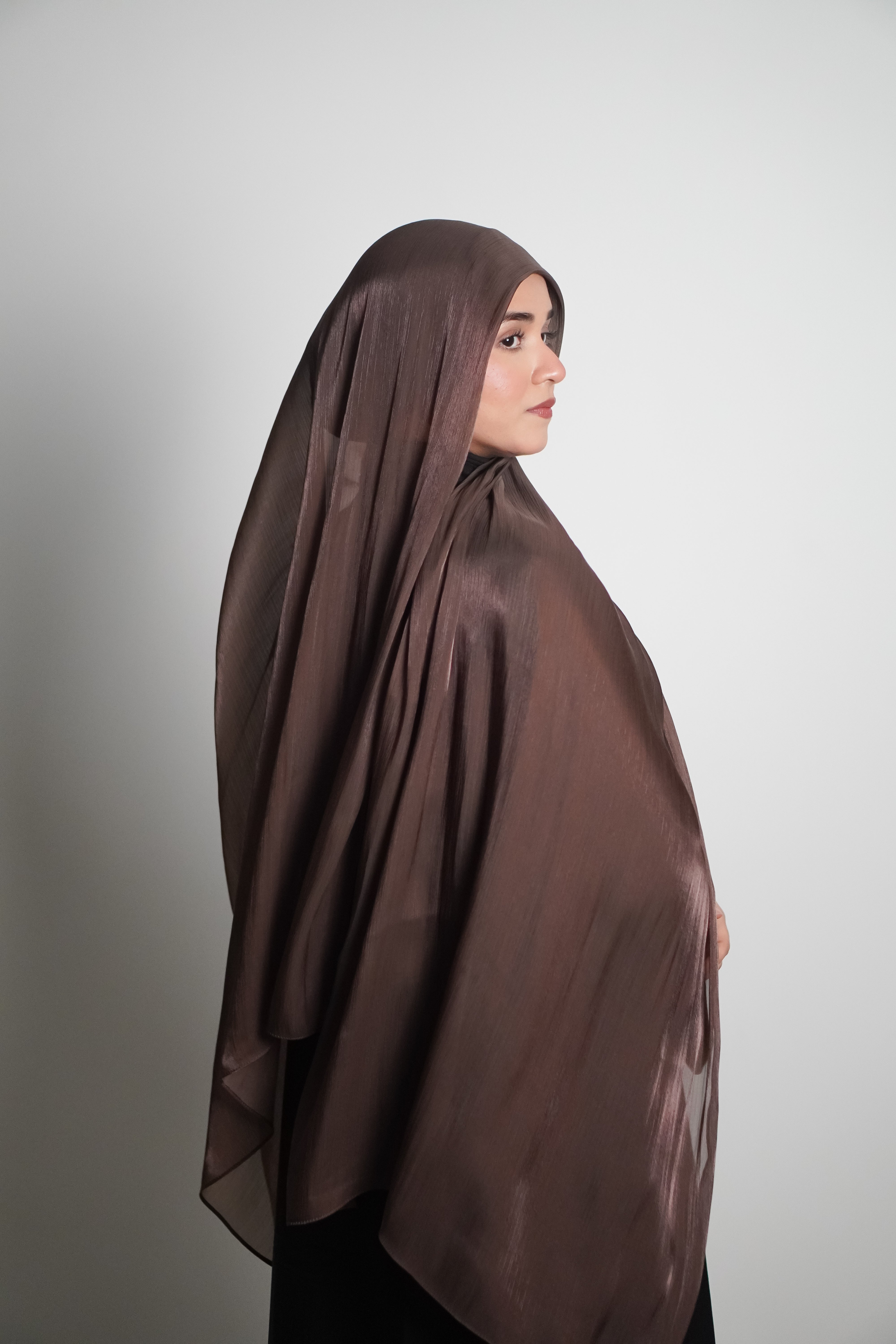 Premium Organza Hijab - Cocoa Brown