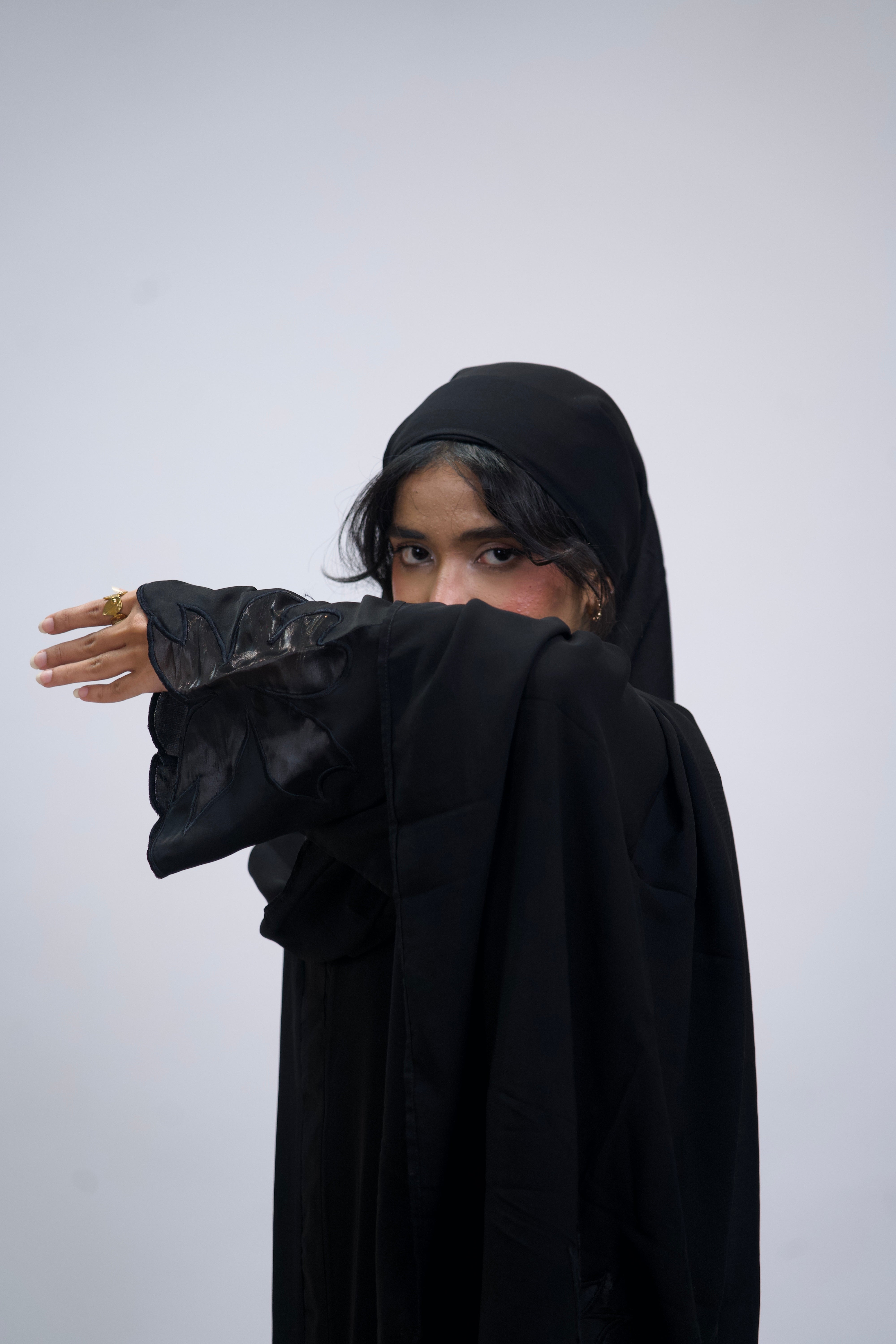 Black Cut Work Abayah