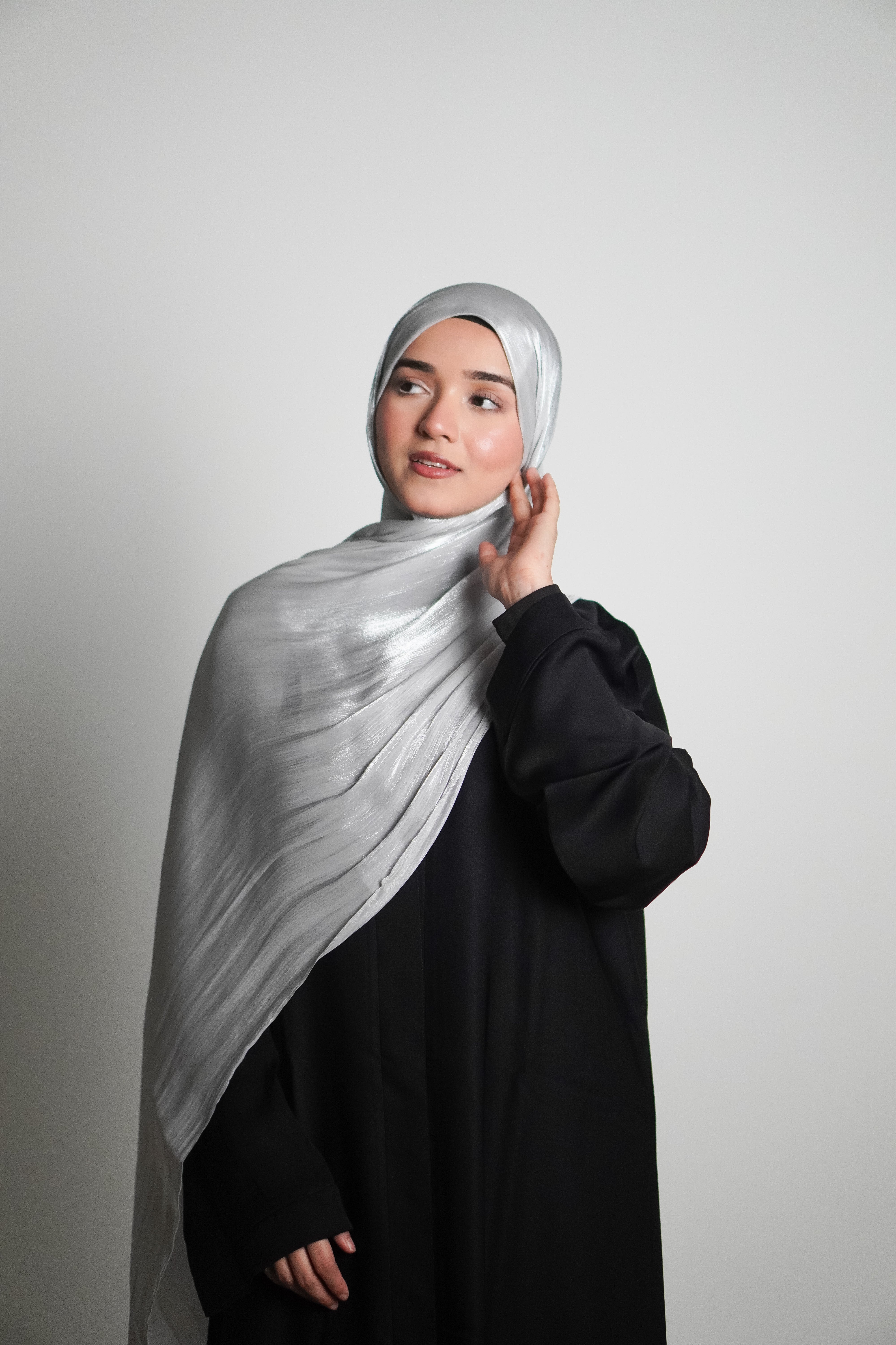 Premium Organza Hijab - Silver Grey