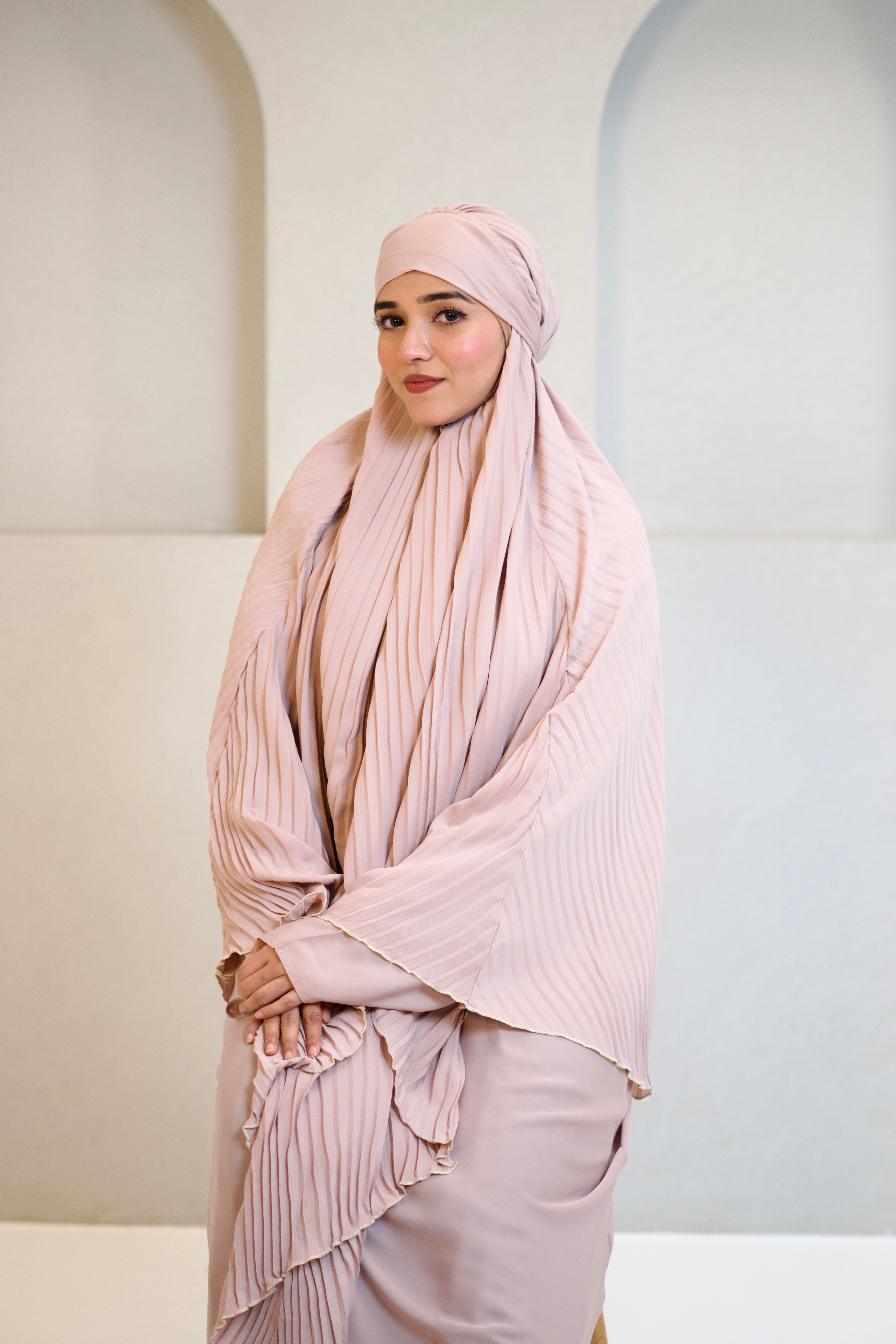 PLEATED KHIMAR SET