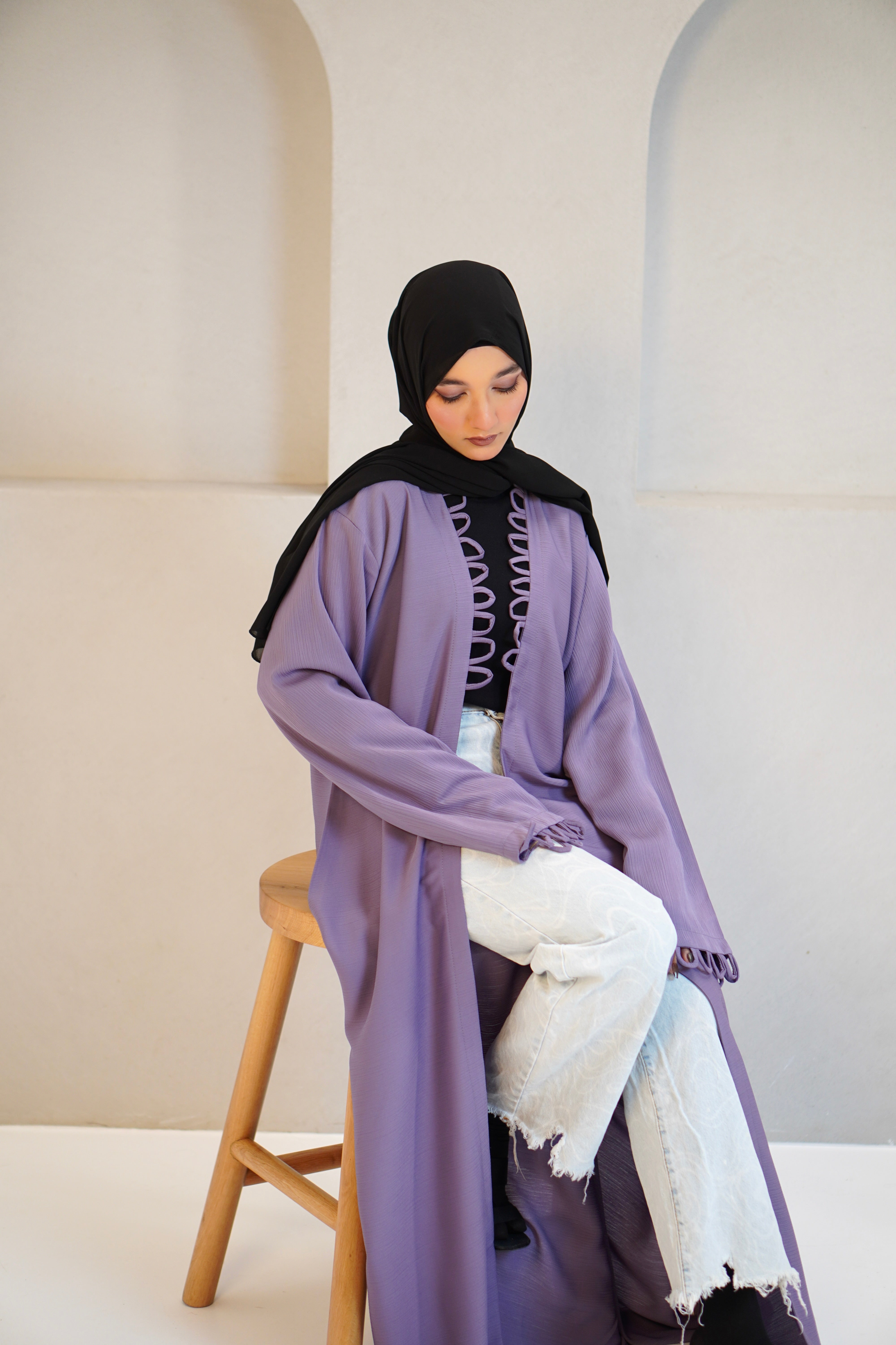 Tie Knot Shrug Abayah - Lavender