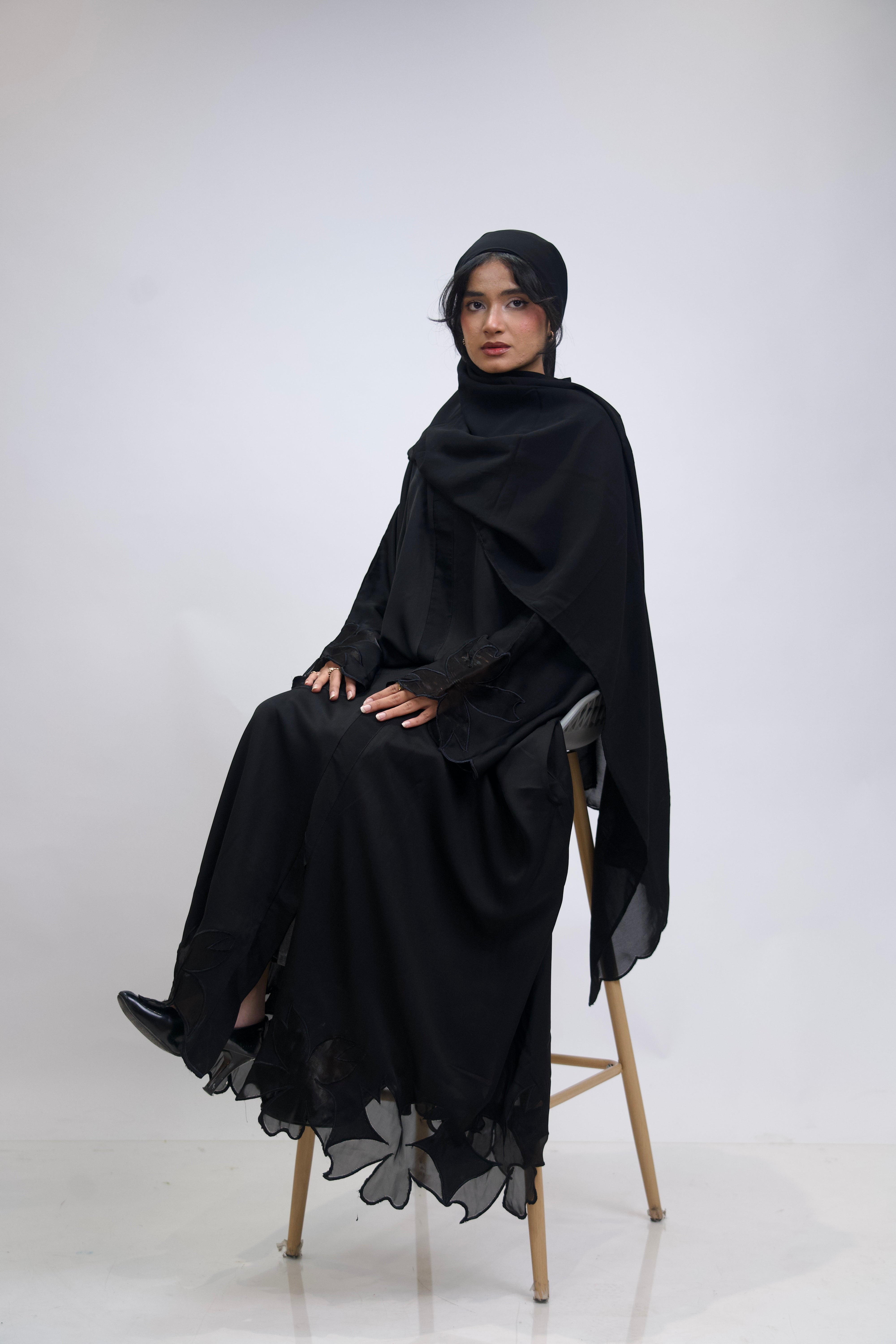 Black Cut Work Abayah