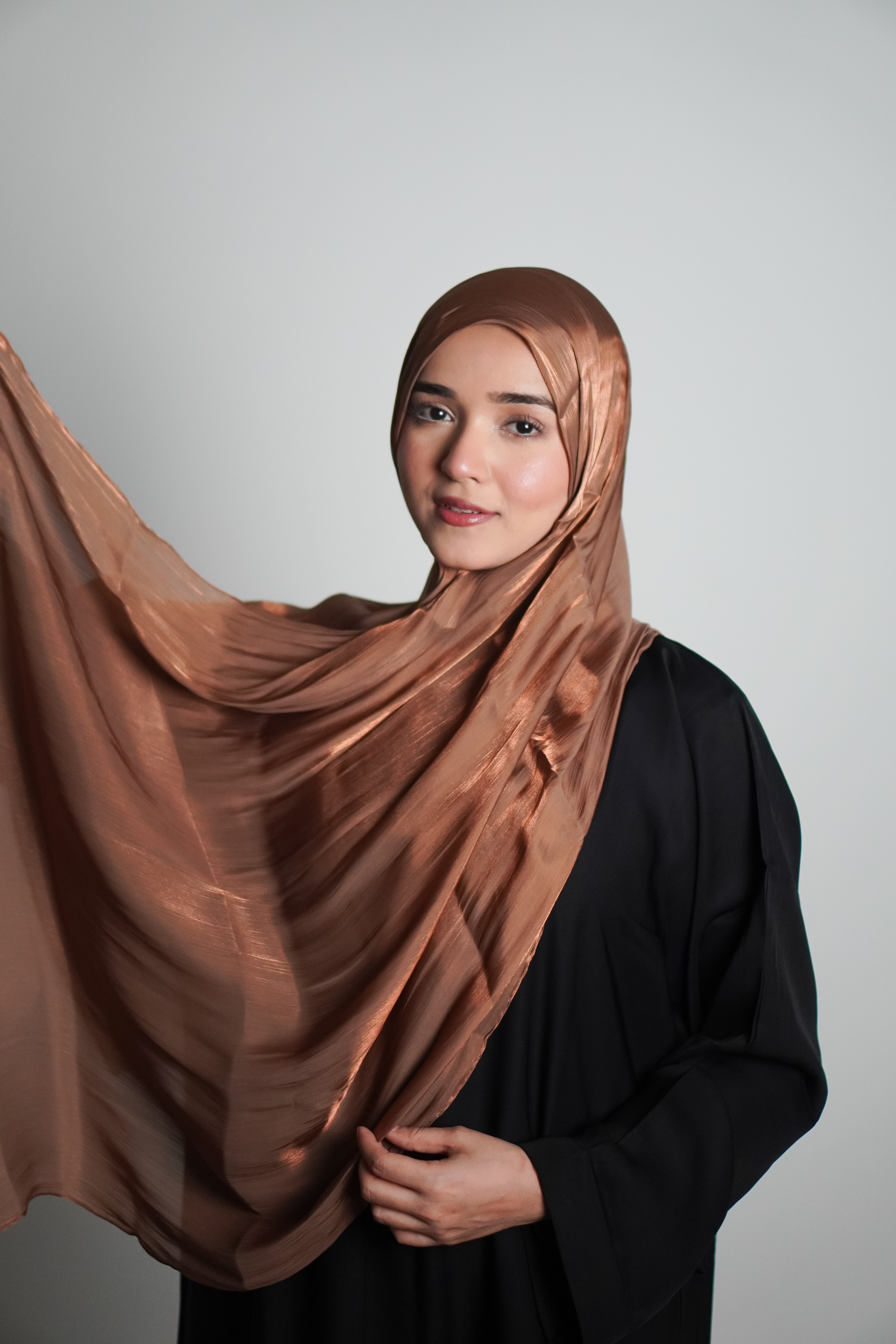 Premium Organza Hijab - Caramel Brown