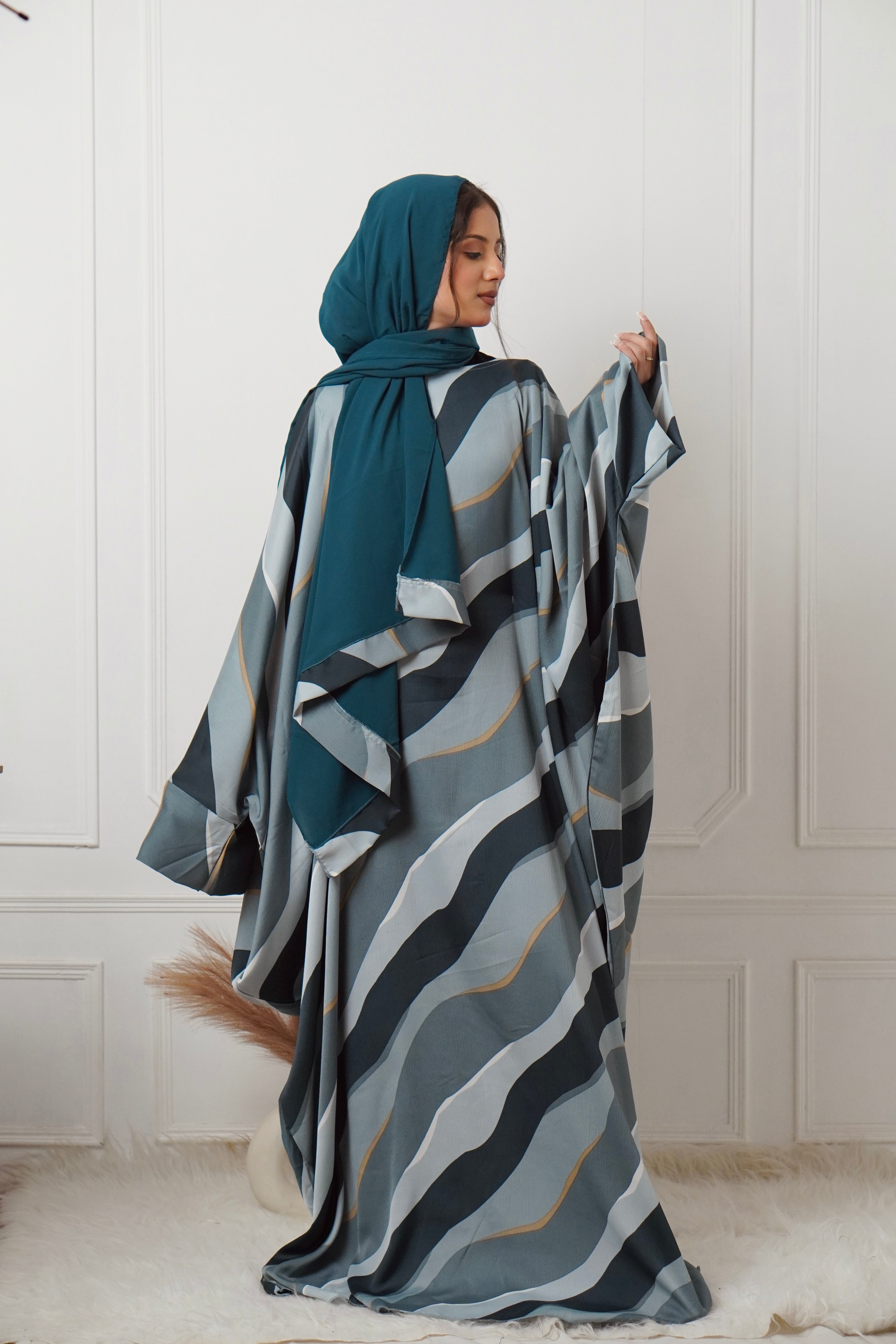 Y2K PRINTED ABAYAH - TURQUOISE