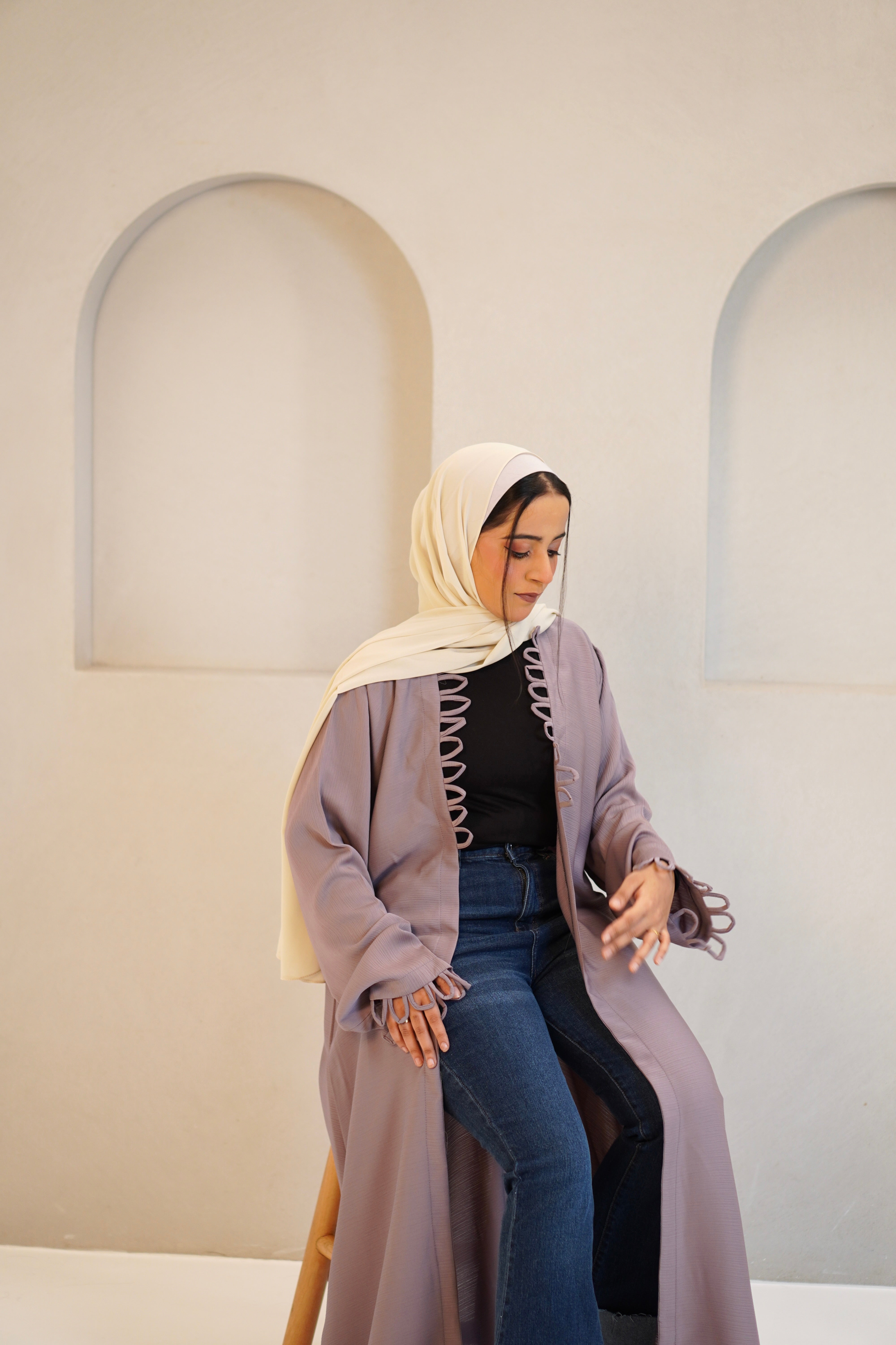 Tie Knot Shrug Abayah - Dusty Lilac