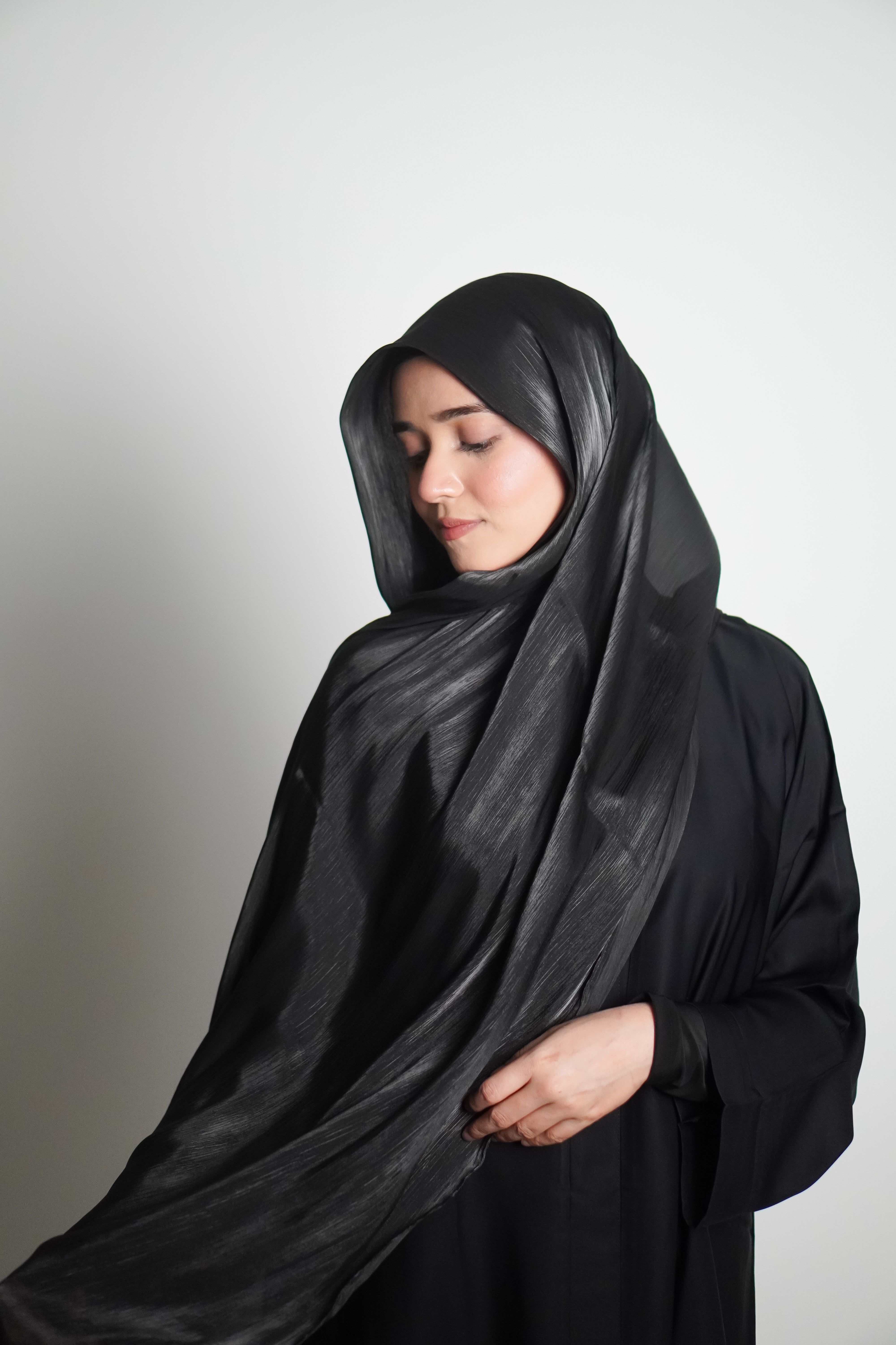 Premium Organza Hijab - Midnight Black