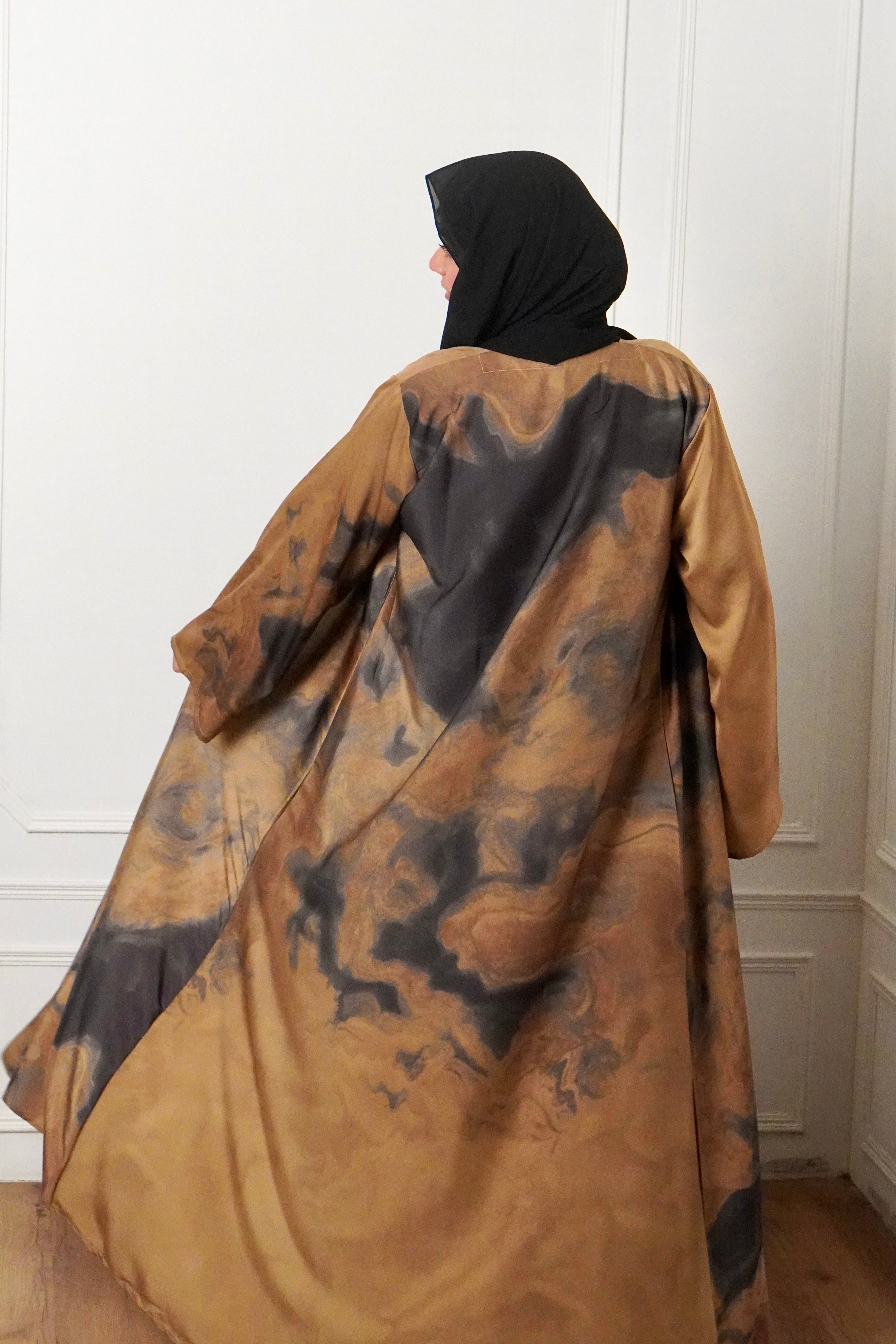 MARBLE PRINT ABAYAH - DESERT GLOW
