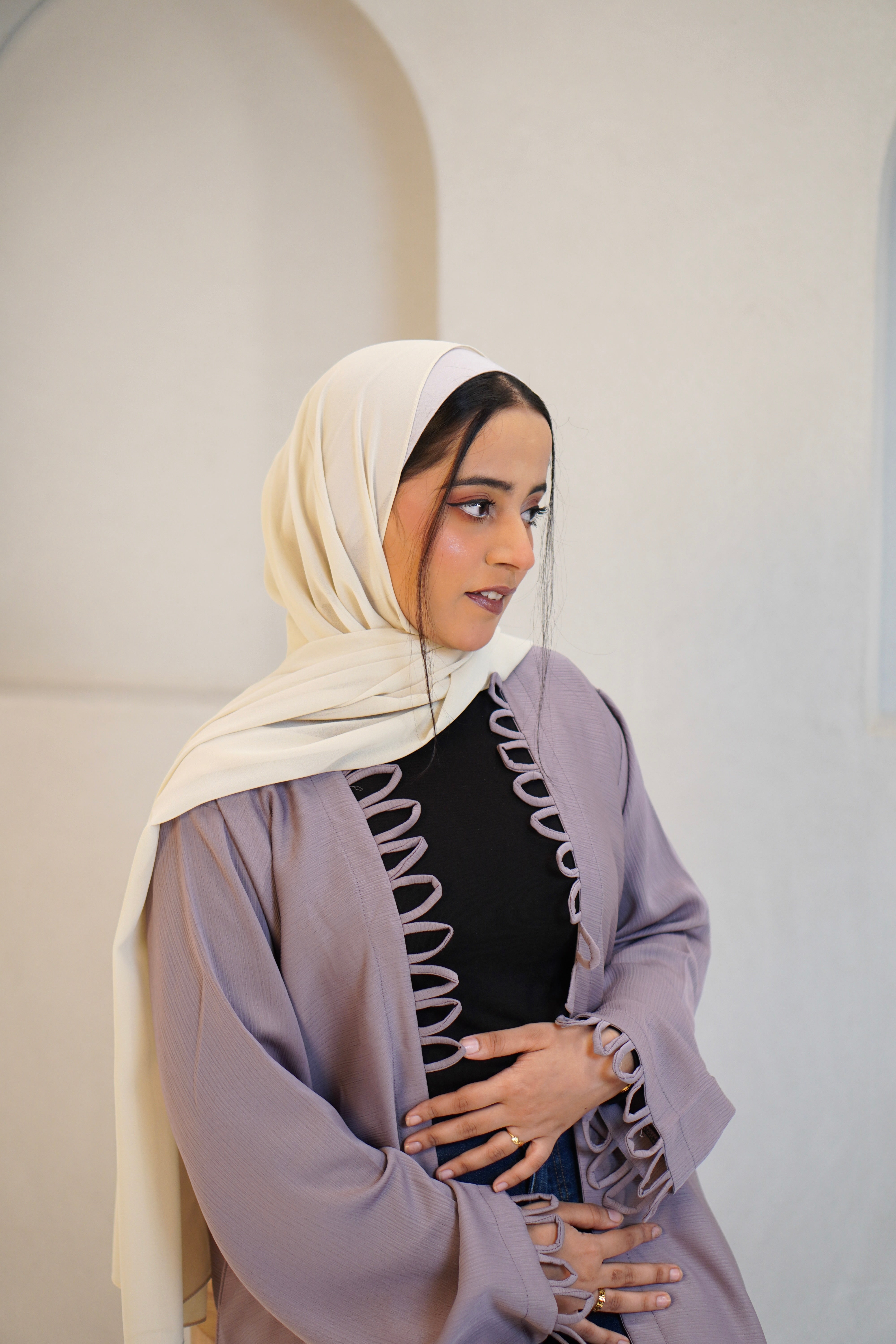 Tie Knot Shrug Abayah - Dusty Lilac