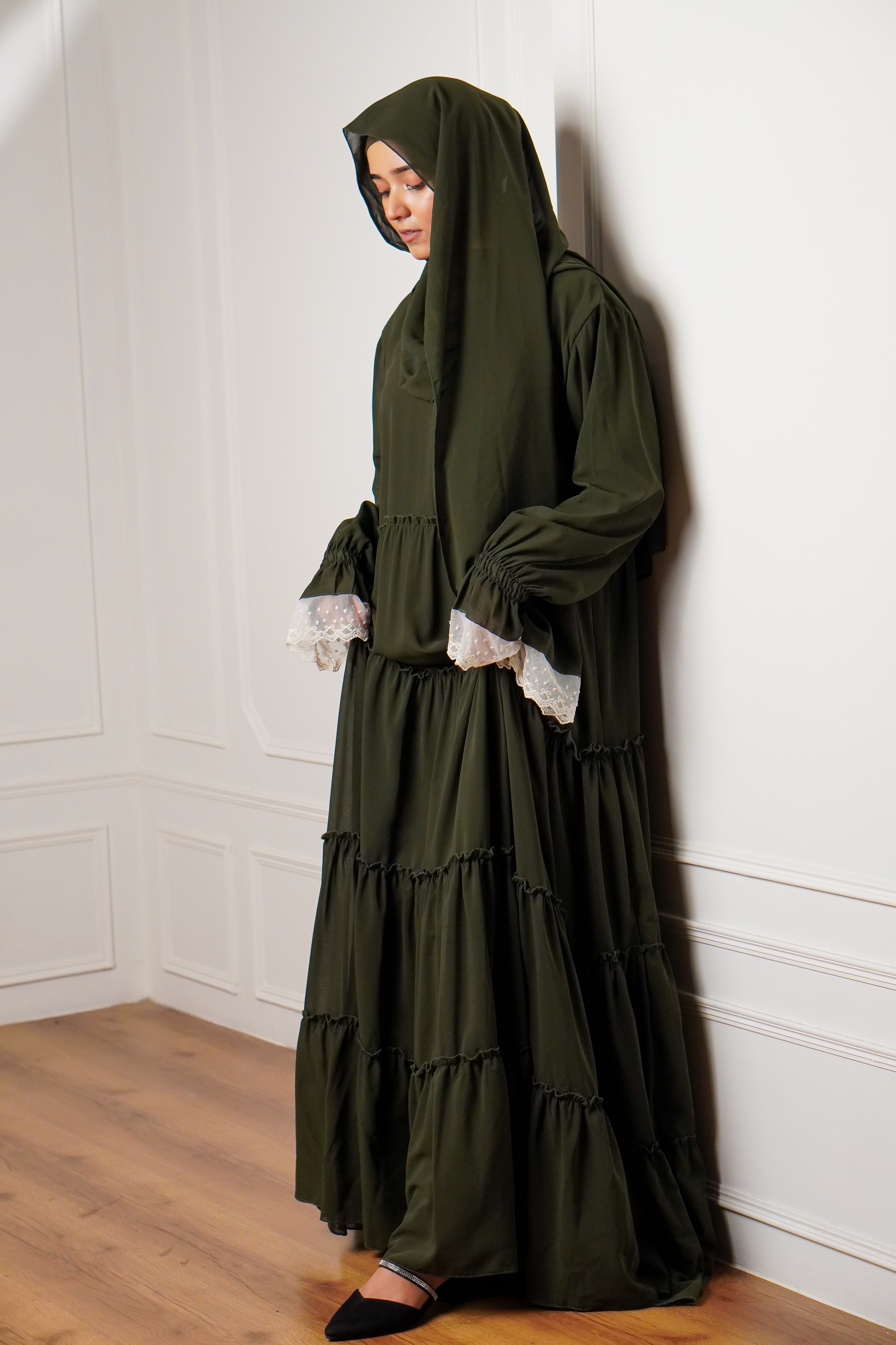 Feriha 2.0 Ruffled Dress - OLIVE GREEN