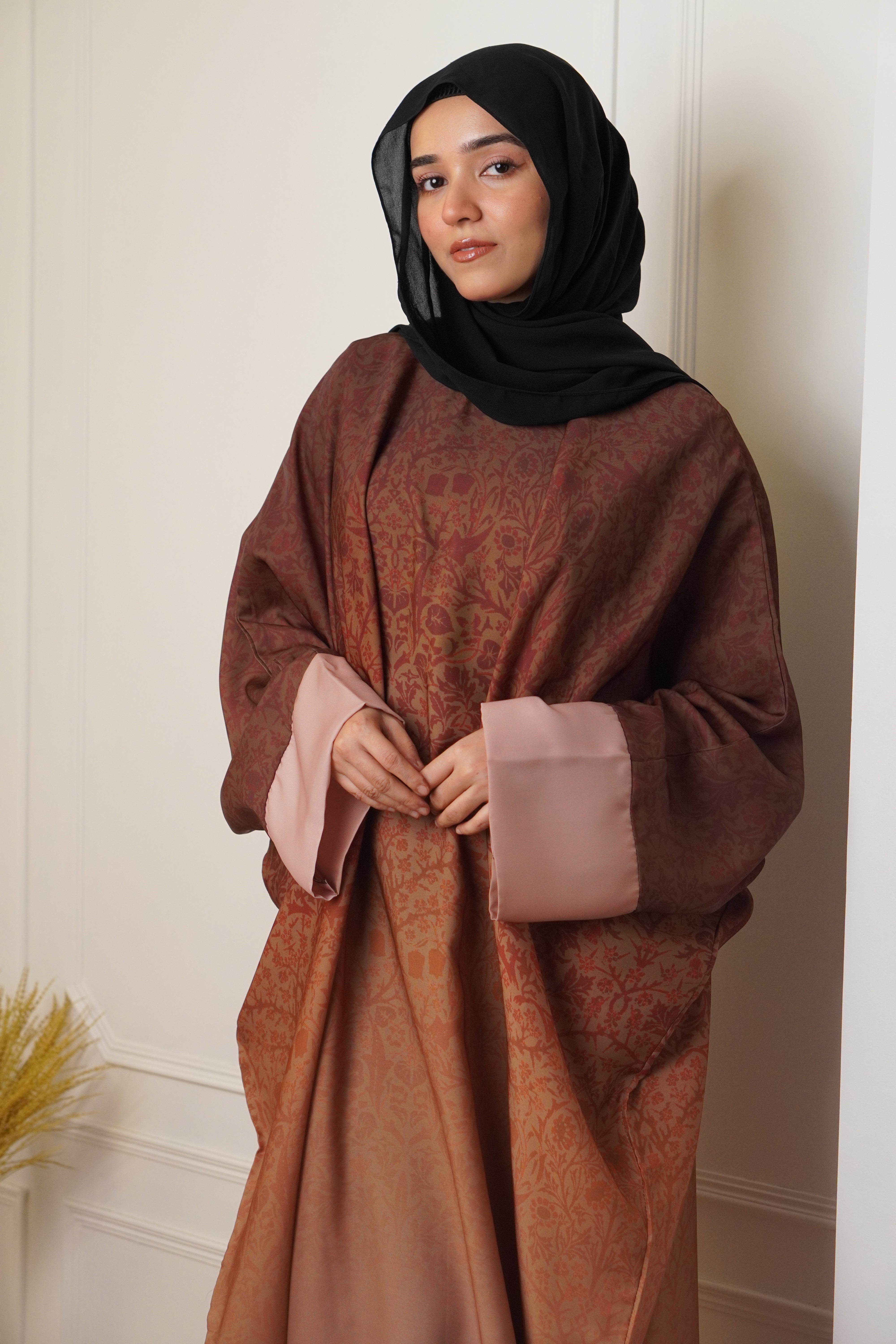 OMBRE PRINTED ABAYAH - BURNT ORANGE