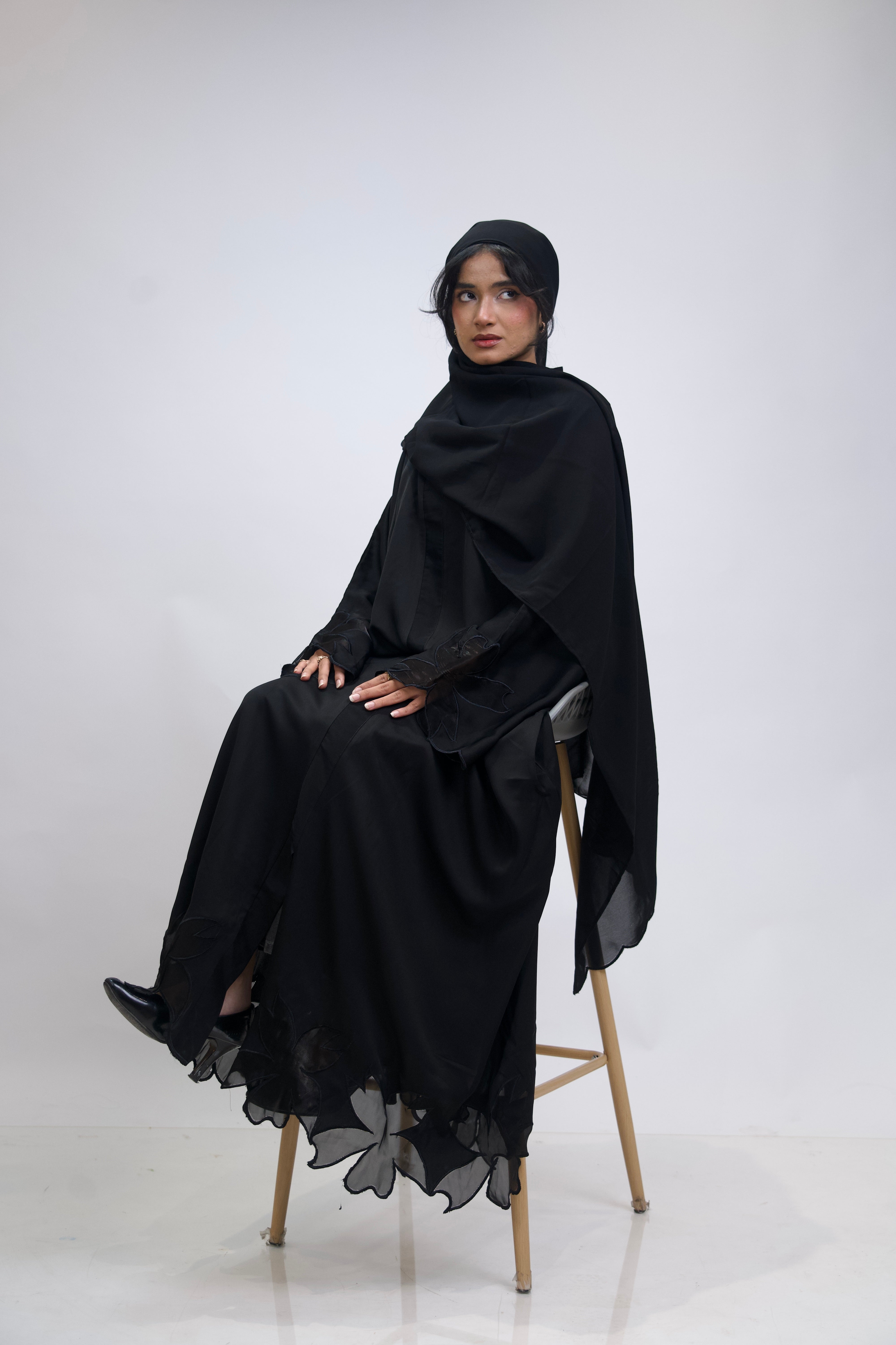 Black Cut Work Abayah