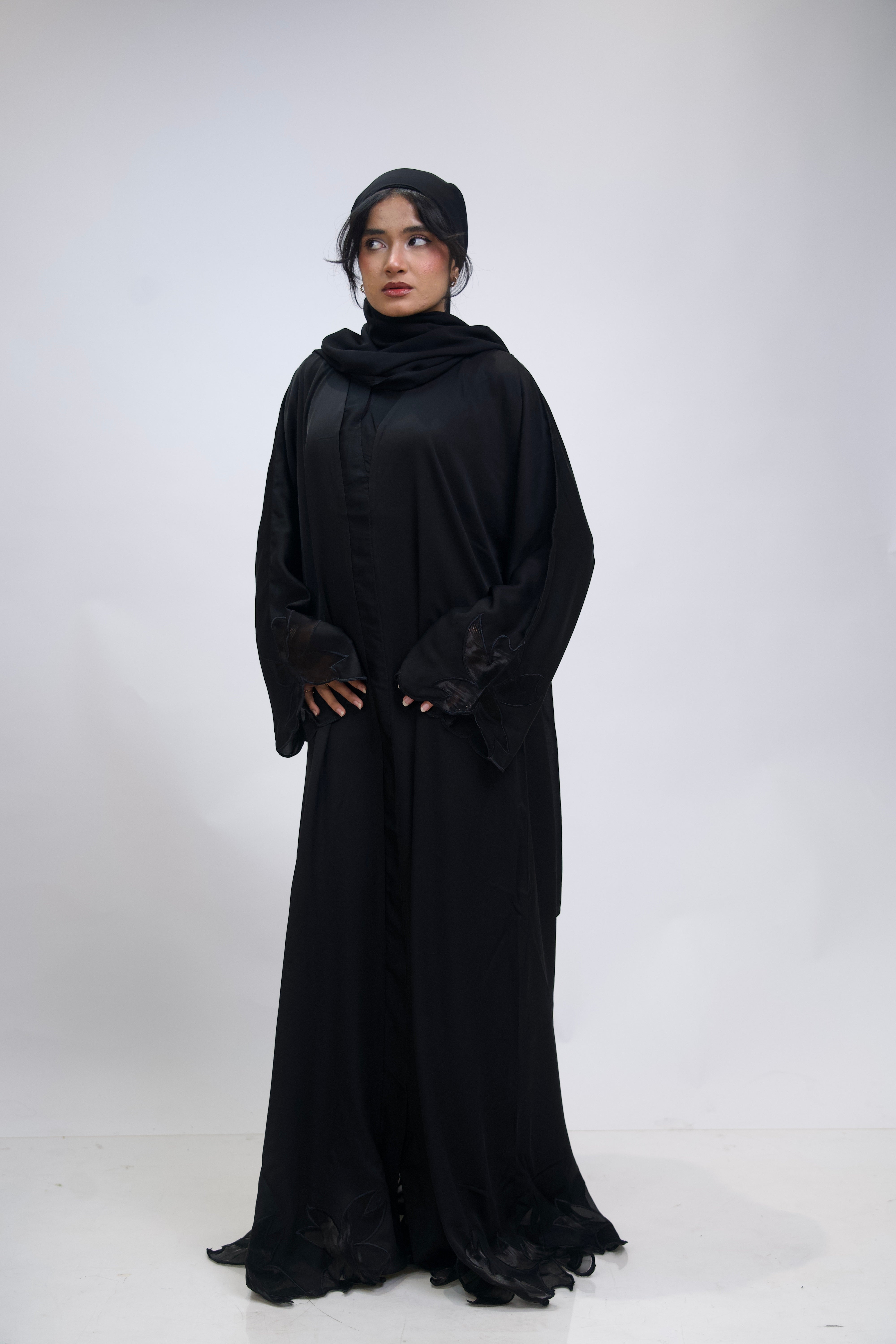 Black Cut Work Abayah